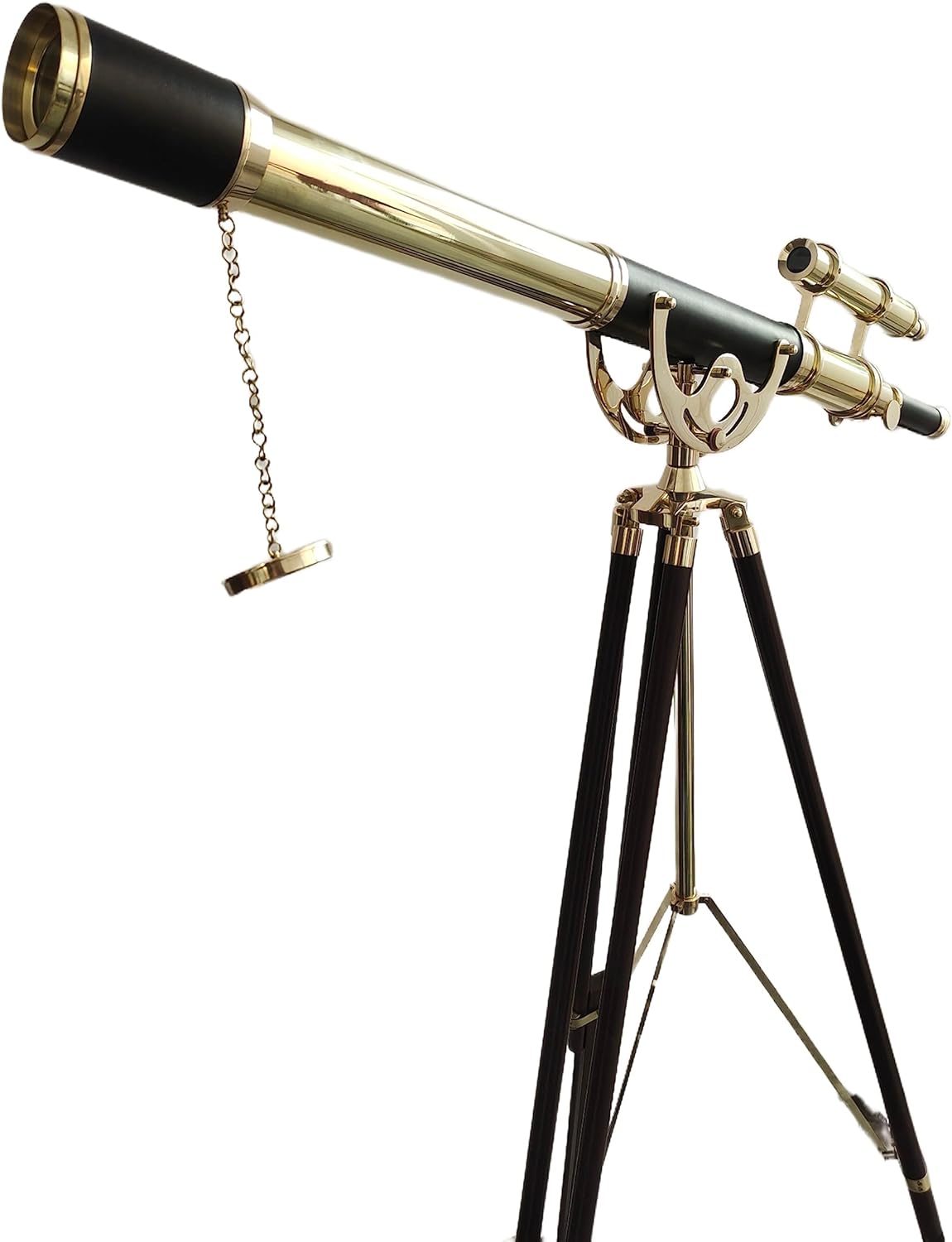 Nautical Brass Double Barrel Telescope Floor Standing Tripod Stand Decor