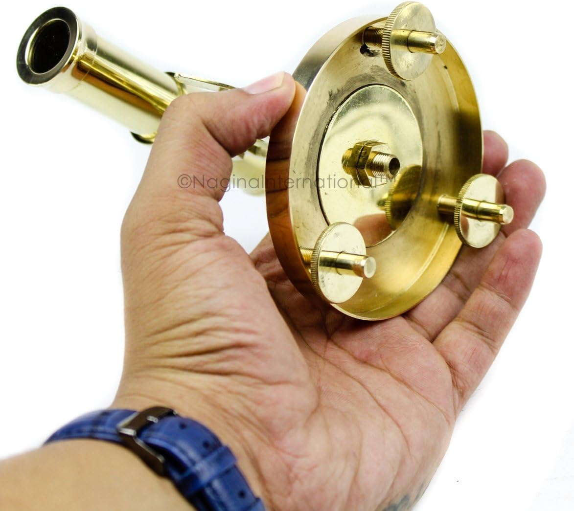Maritime Polished Brass Telescope Compass with Level Meter Decorative Accent Yellow