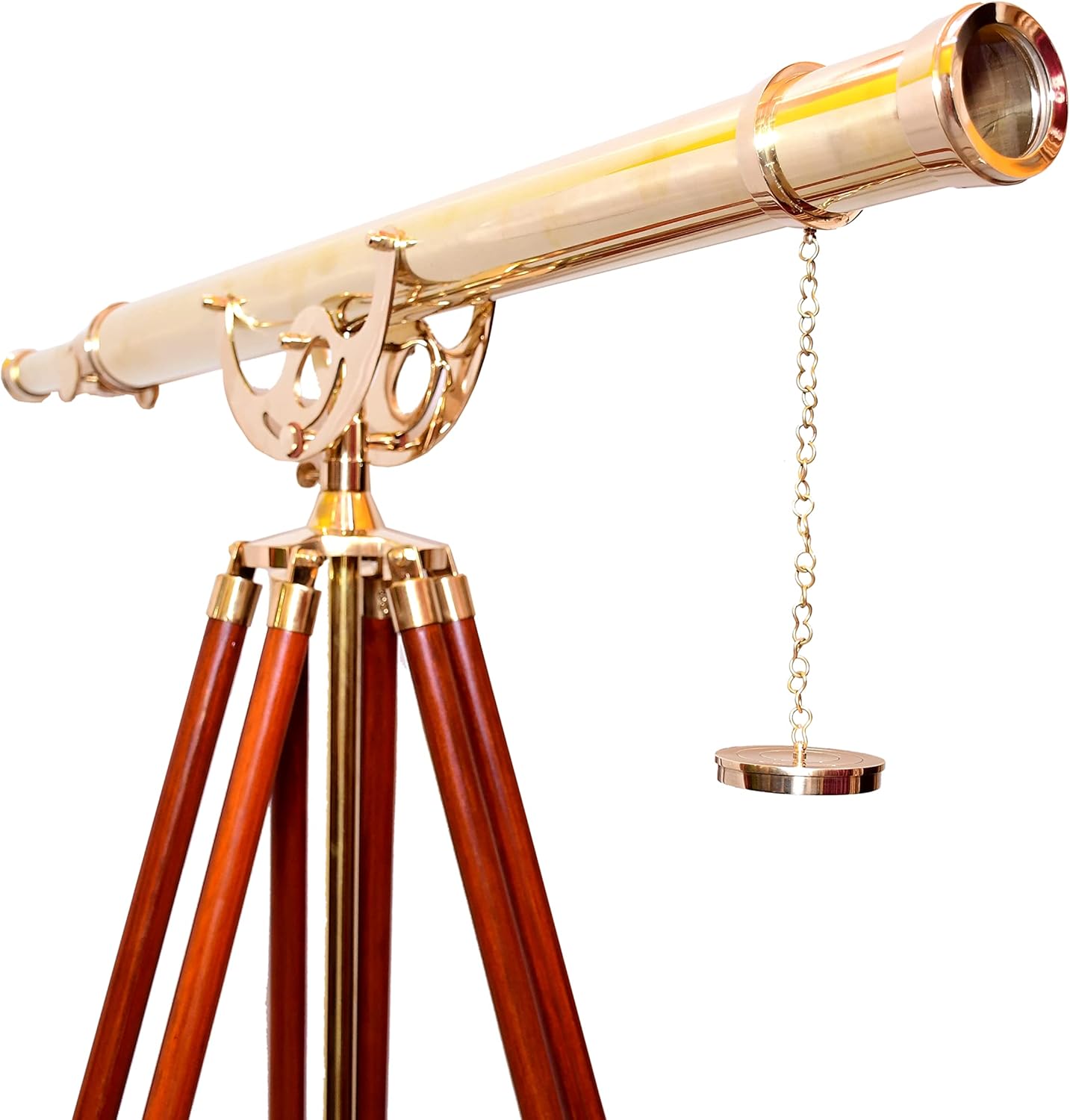 Vintage Antique Telescope with Brass Finish and Wooden Tripod 1