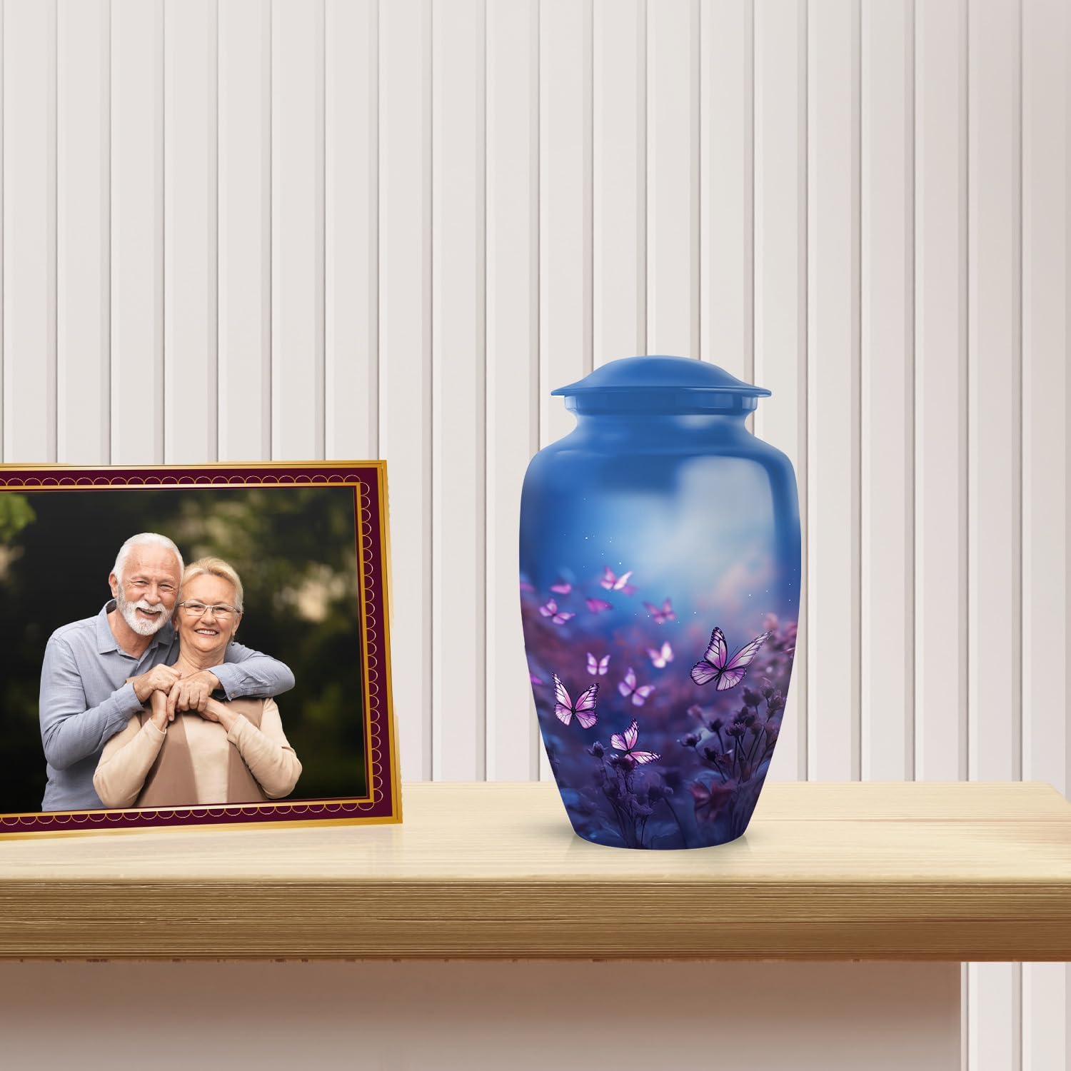 YATSKIA Purple Butterfly Urn - Decorative Cremation Urn for Human Ashes