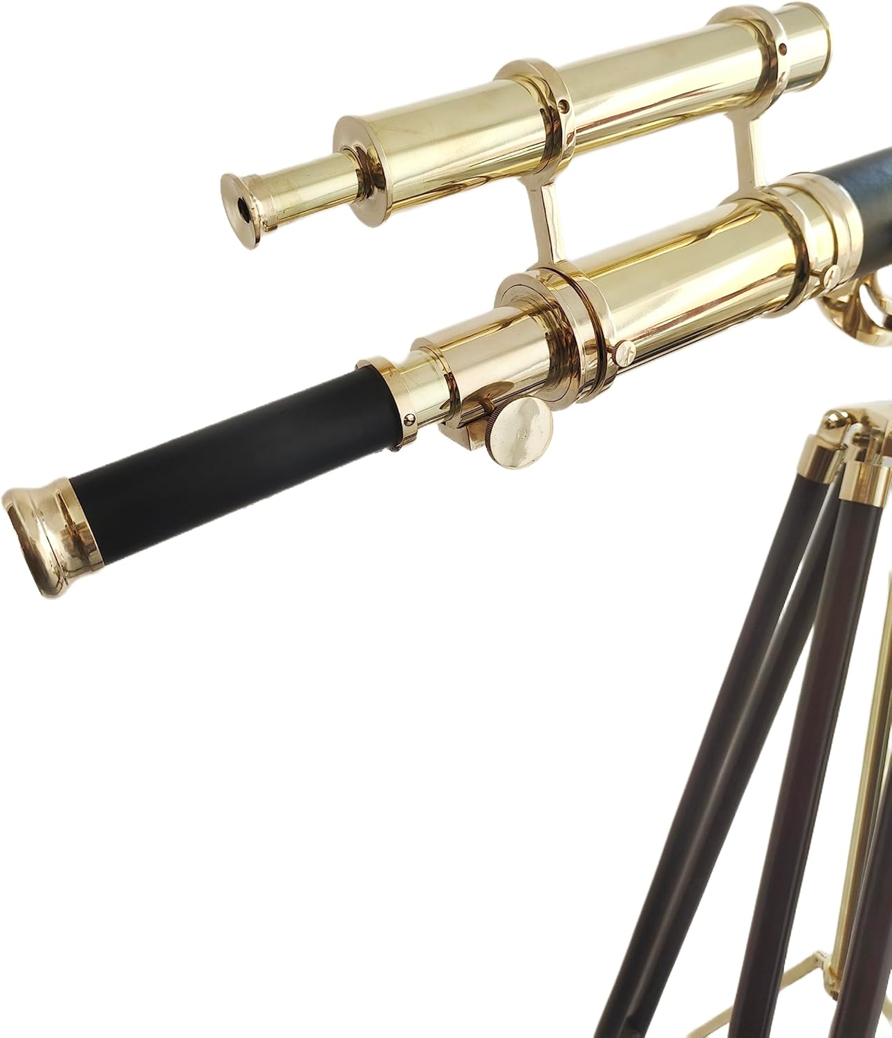 Nautical Brass Double Barrel Telescope Floor Standing Tripod Stand Decor