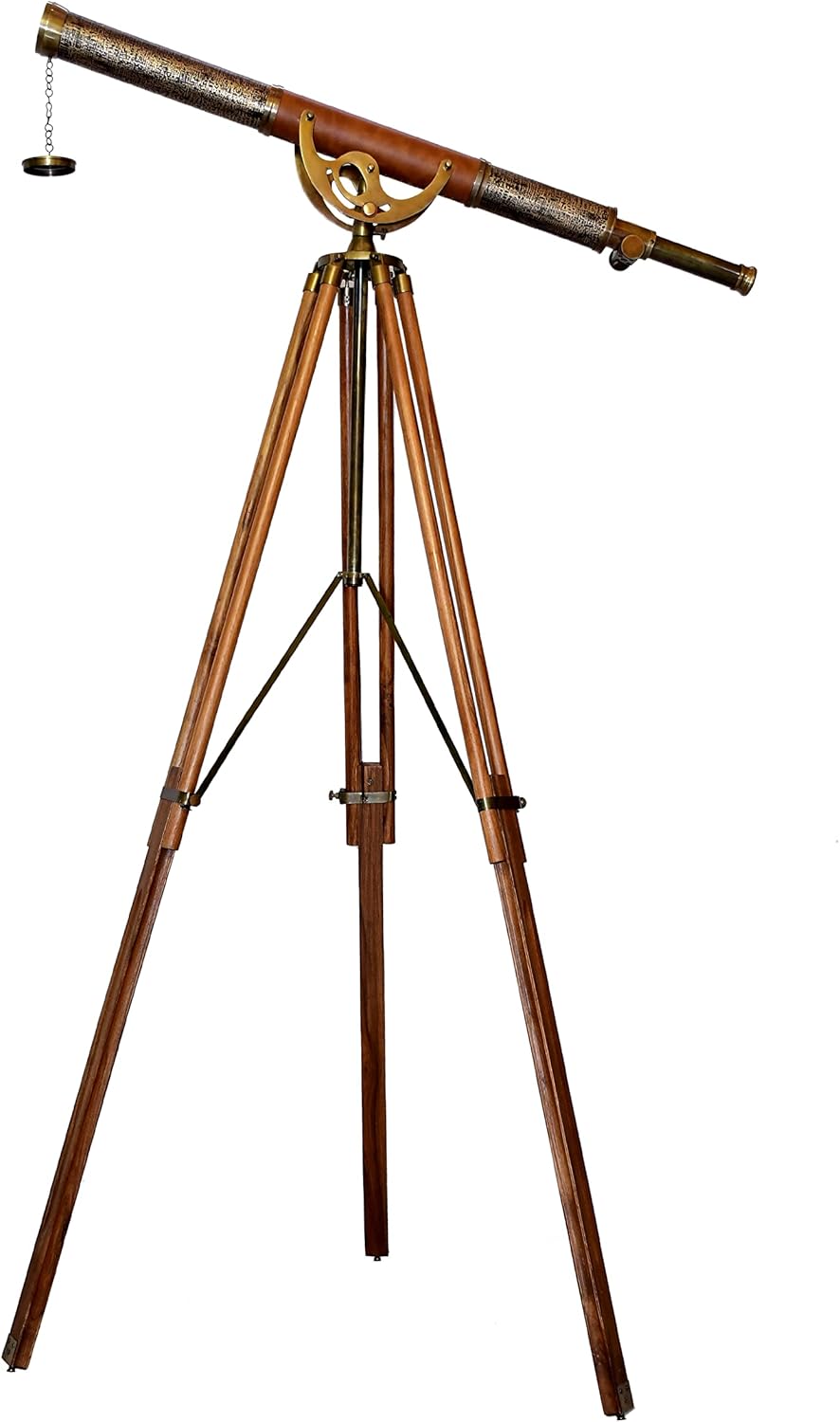 Maritime Wooden Tripod Vintage Anchor Master Telescope