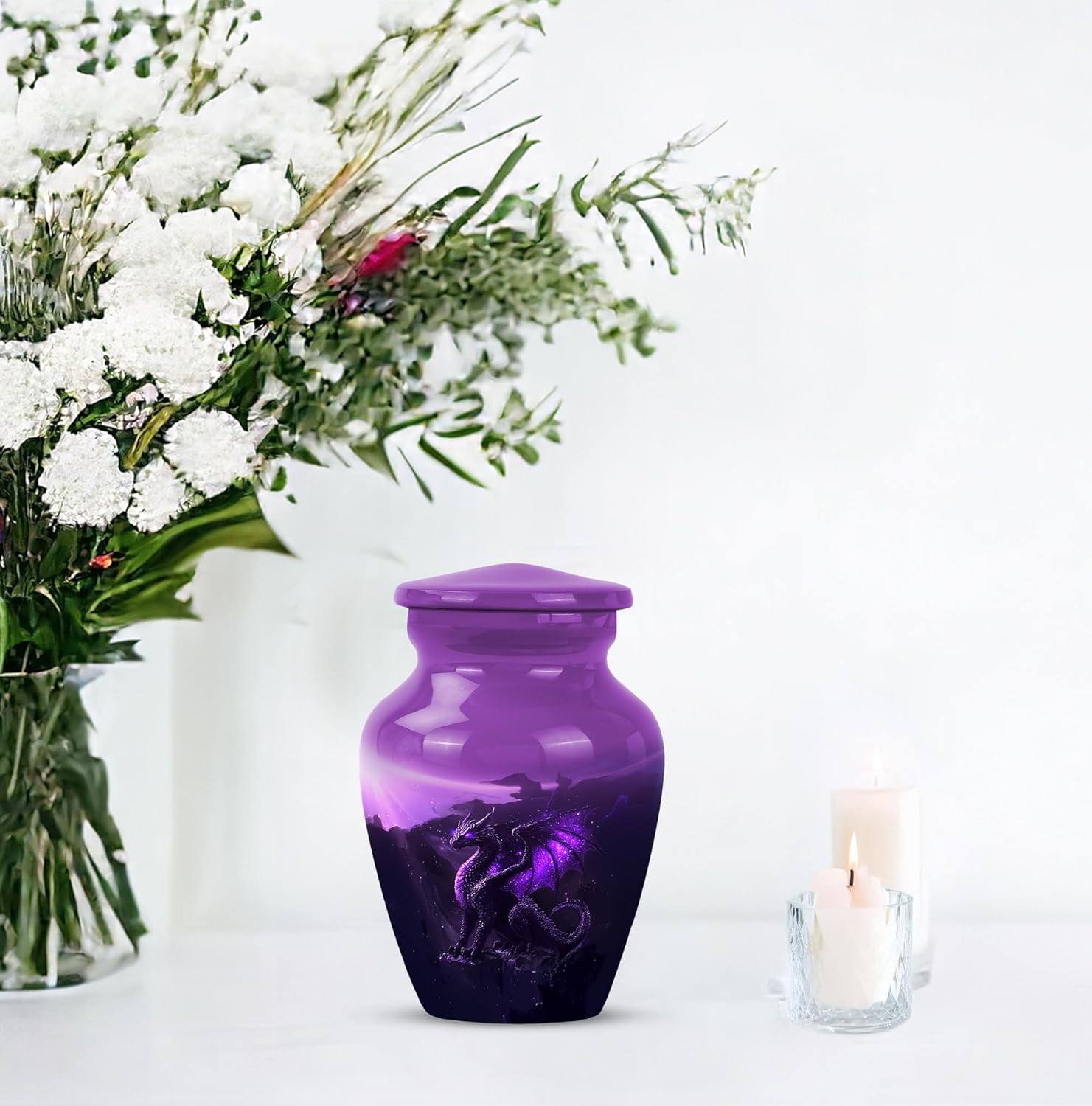 Purple Dragon Keepsake Urns Mini Urn for Human Ashes 3 Inch Size Set of 1