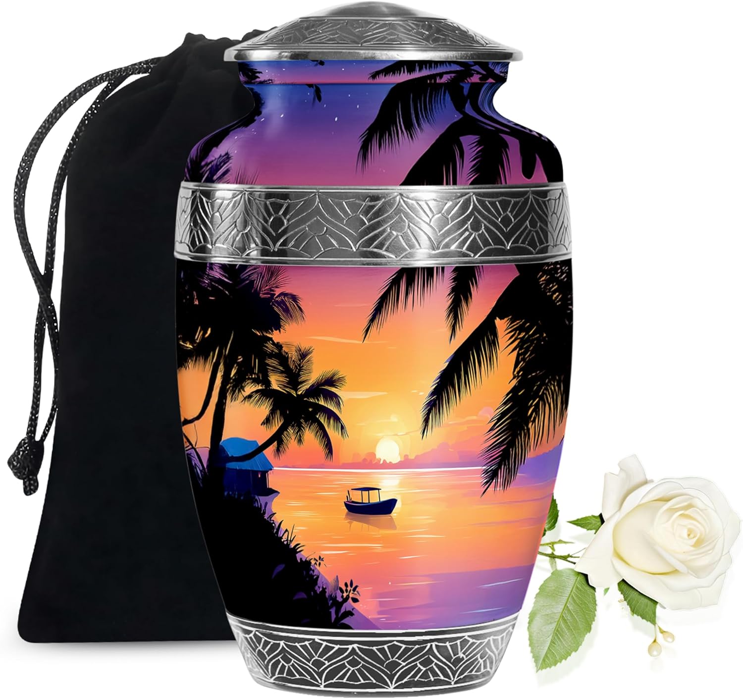 10 Inch Beach Cremation Urns for Mom Dad - Decorative Urn for Adult Ashes