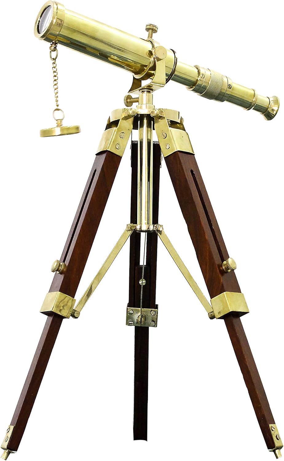 Vintage Brass Telescope with Wooden Tripod Stand for Home Decor and Gifts