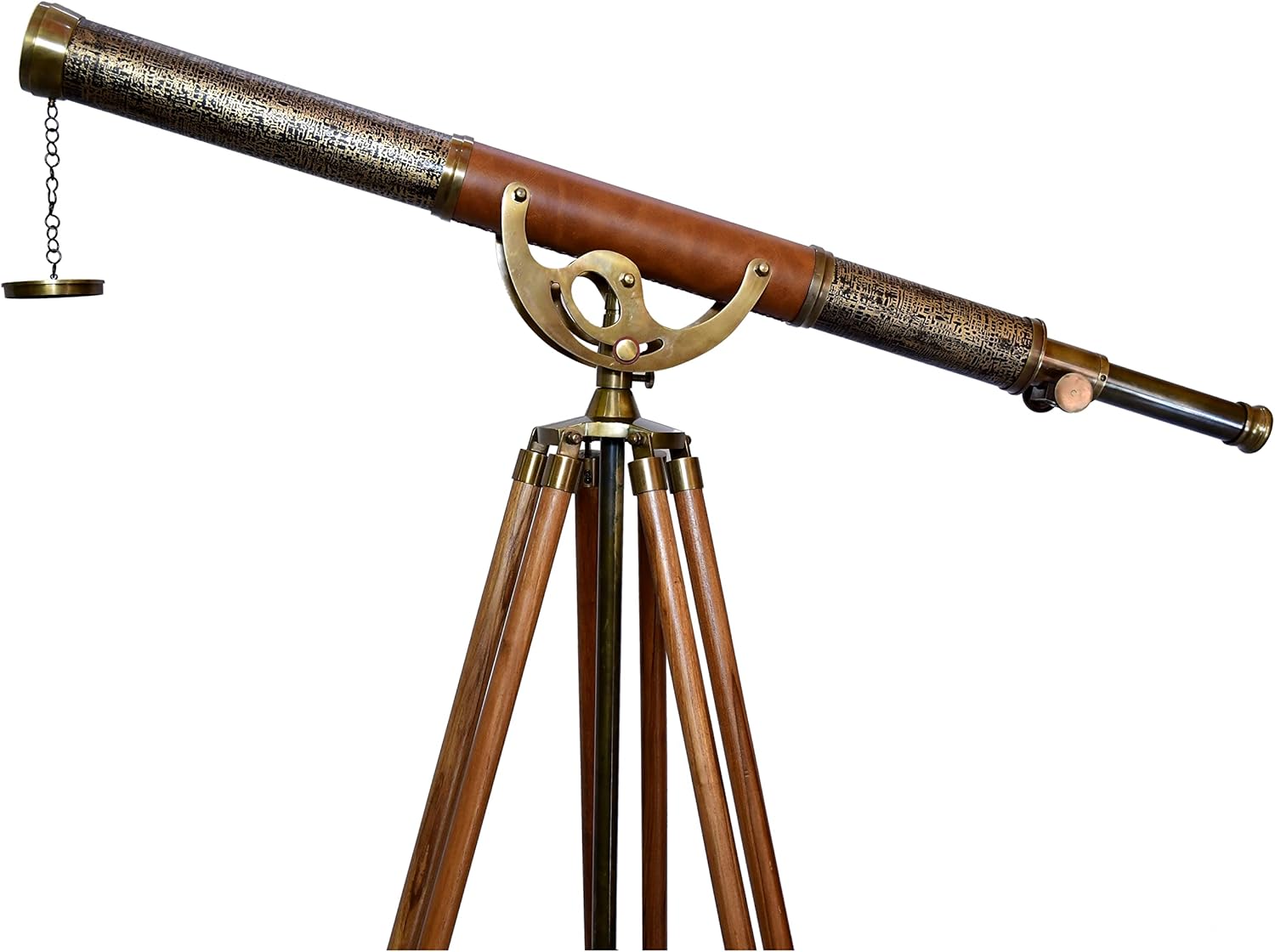 Maritime Wooden Tripod Vintage Anchor Master Telescope