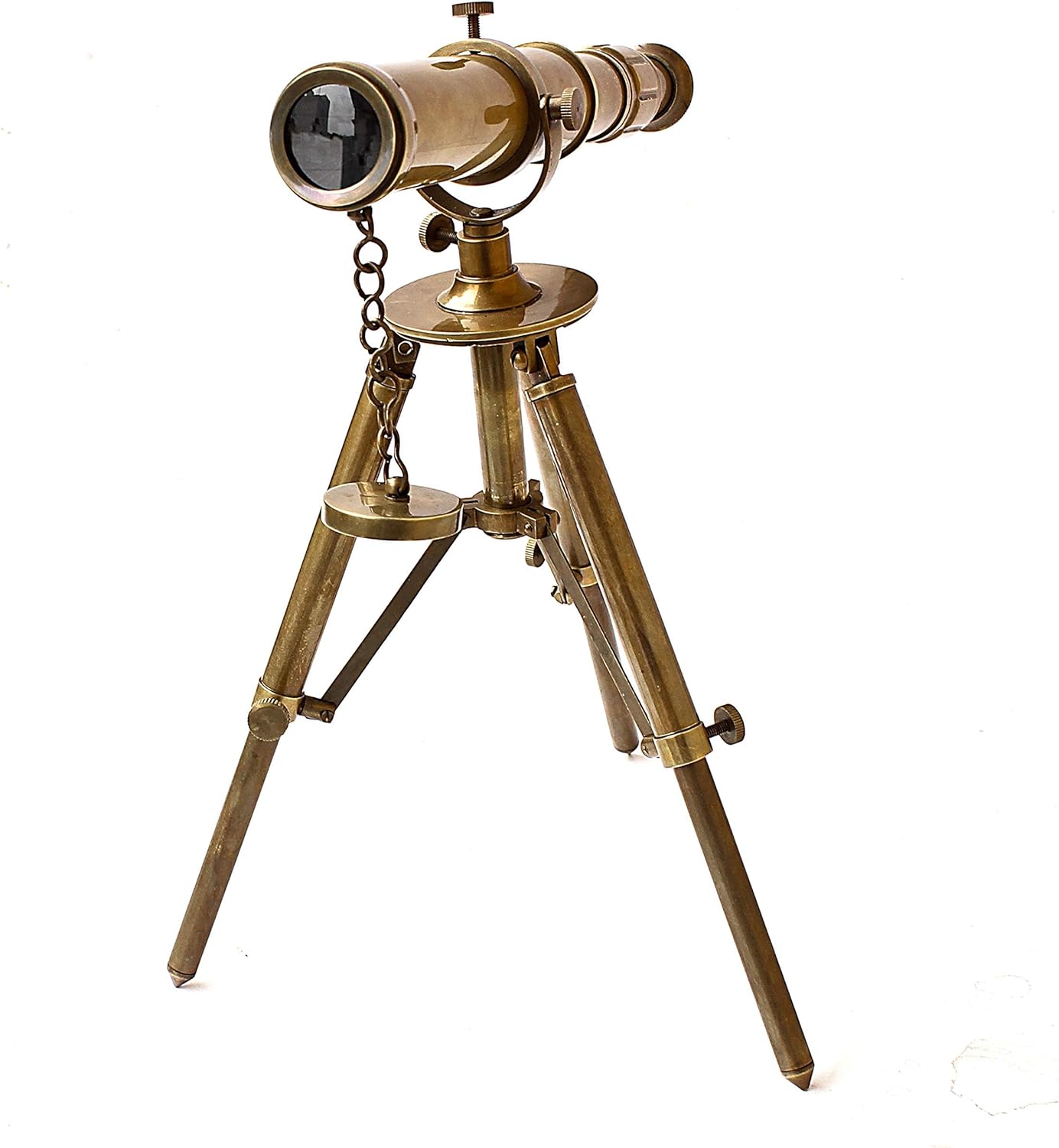 Vintage Brass Table Telescope with Wooden Tripod Stand