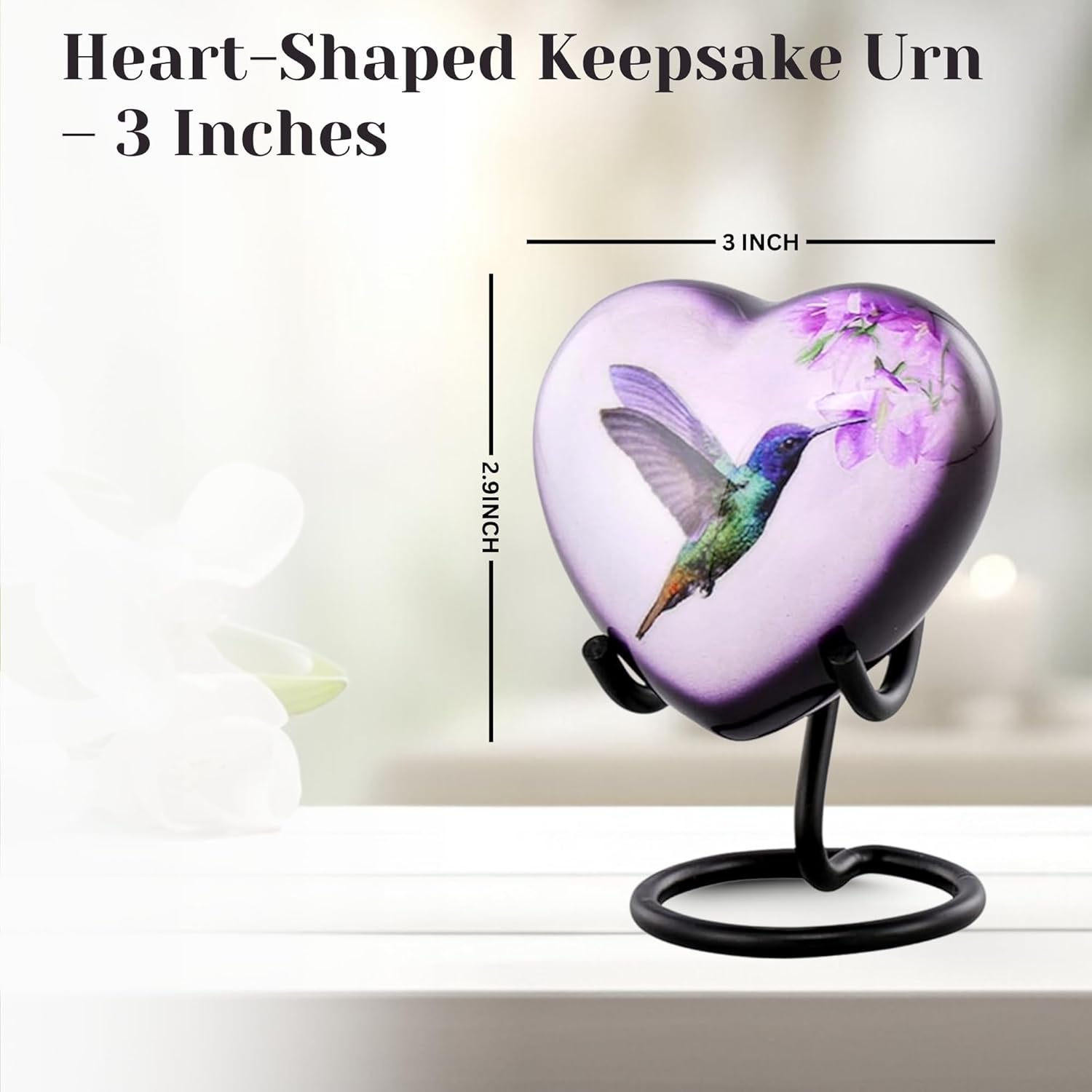 Heart Shape Keepsake Cremation Urn for Ashes Metal Mini Urn for Humans or Pets