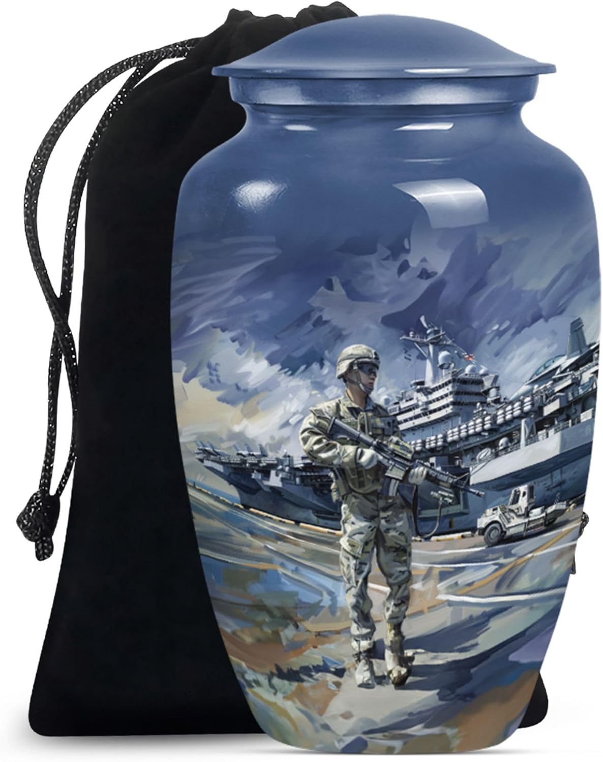 Military Urns Decorative Urns - 10 Inch Metal Urn for Ashes