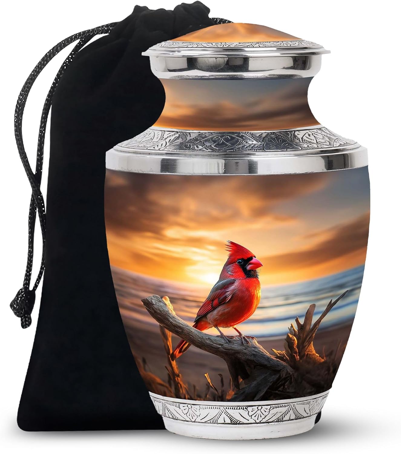 Cardinal Bird Decorative Urn - 10 Inch Large Memorial Ashes Holder