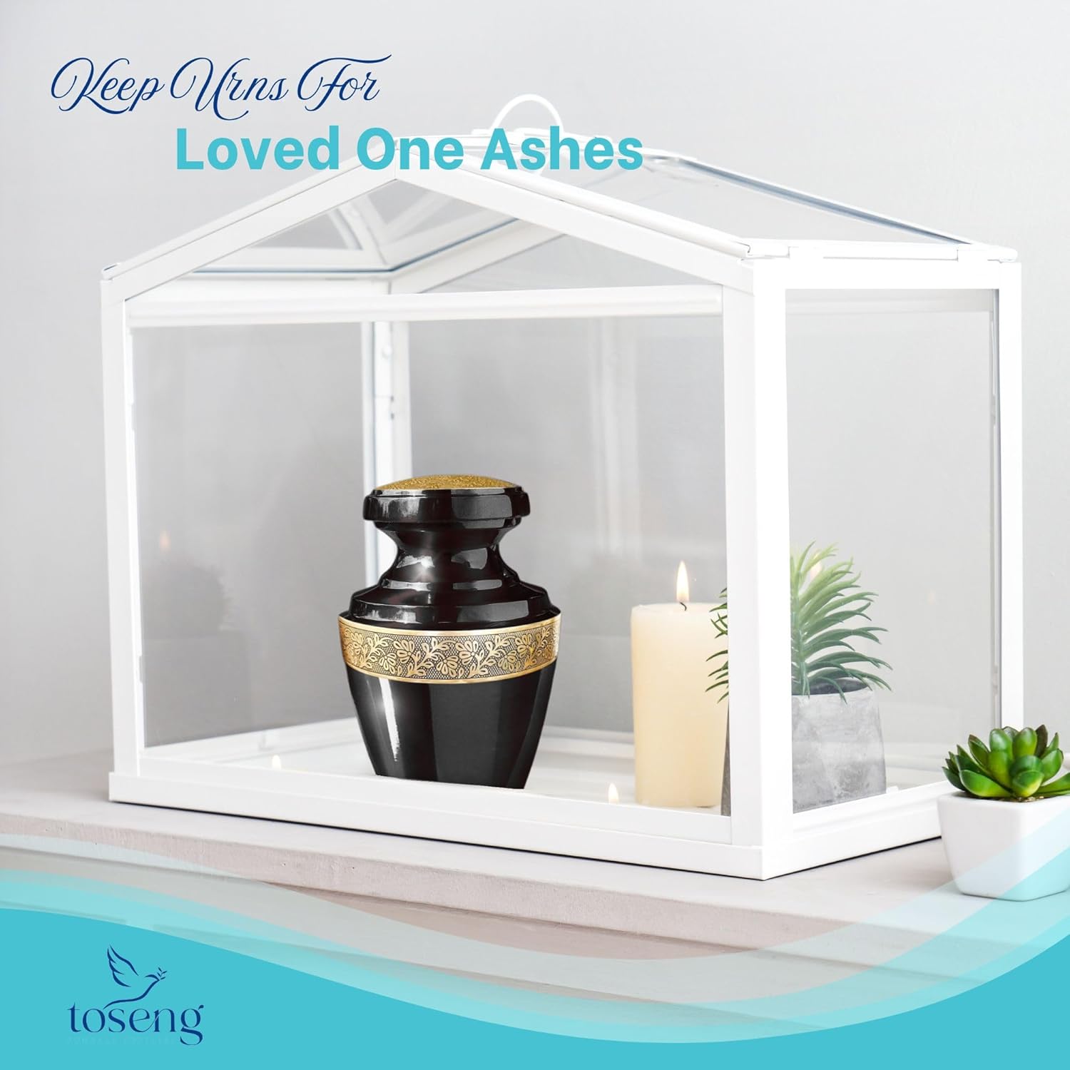 Handcrafted Decorative Urn for Ashes - Aluminium Enamel Cremation Urn with Velvet Bag