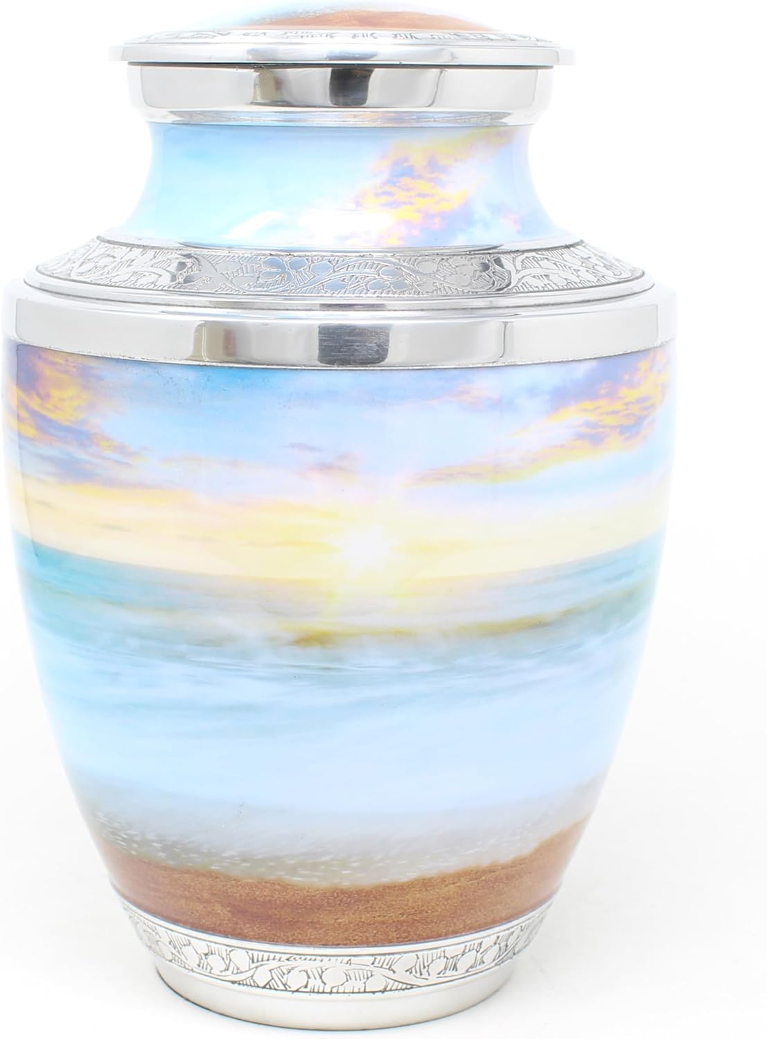 Beach Waves and Sunset Decorative Cremation Urn for Human Ashes - Large