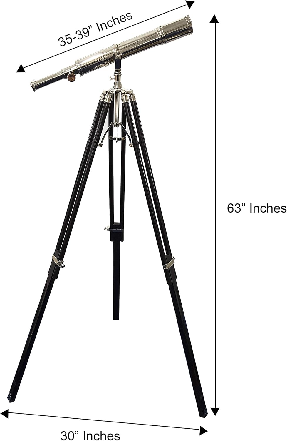 Vintage Nickel Finish Brass Telescope with Wooden Tripod