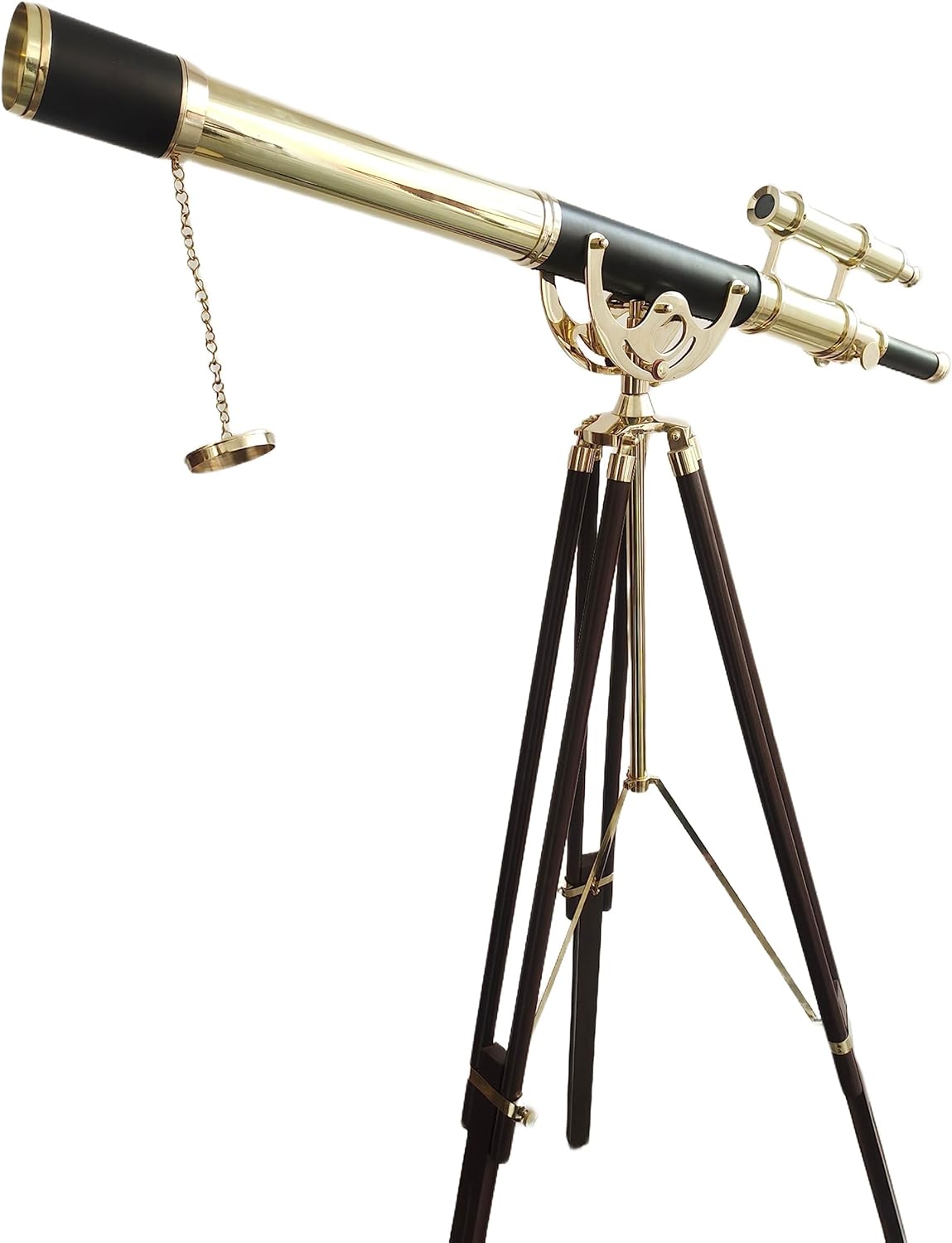 Nautical Brass Double Barrel Telescope Floor Standing Tripod Stand Decor