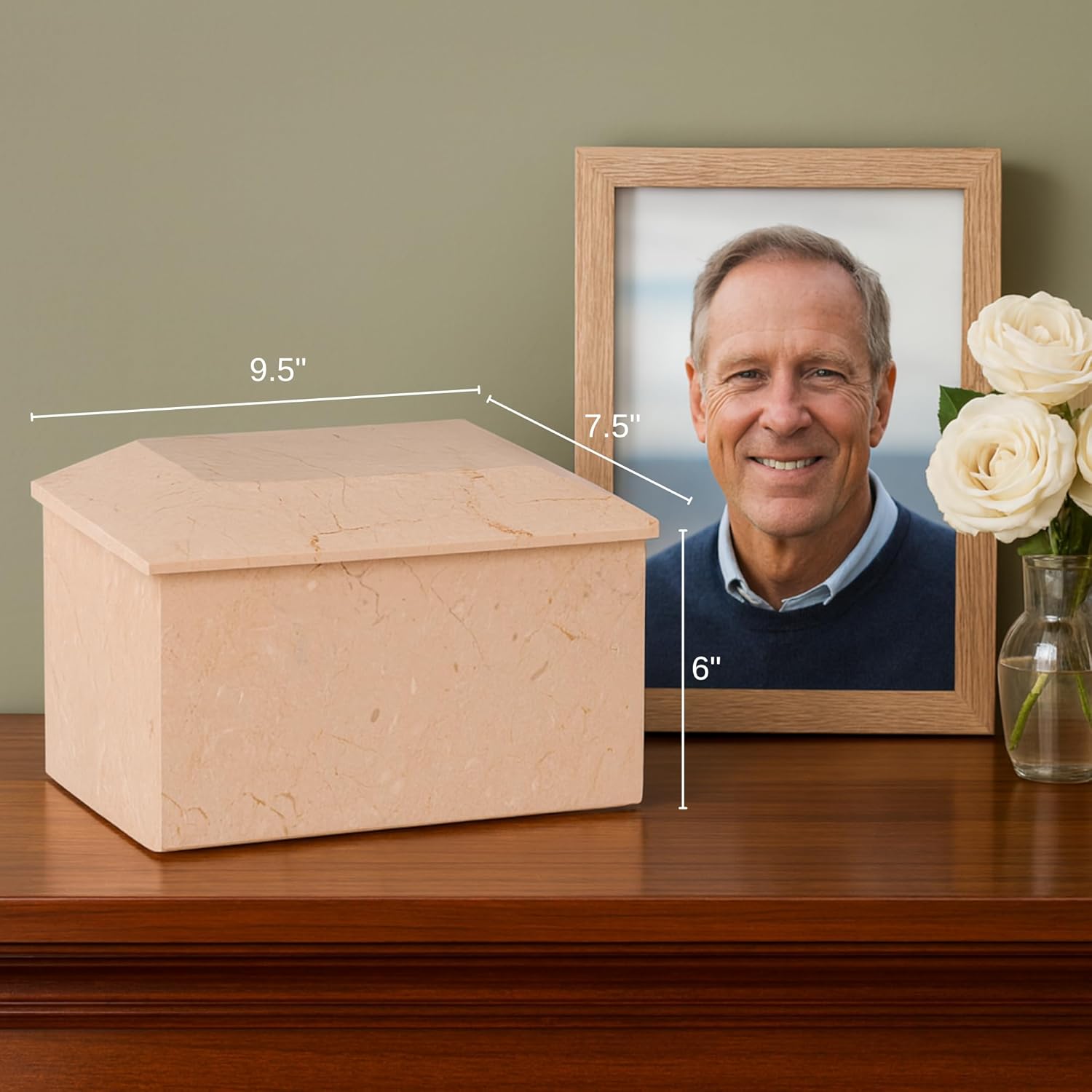 Bey-Berk Deering Moments Marble Cremation Urn for Human Ashes Adult Size