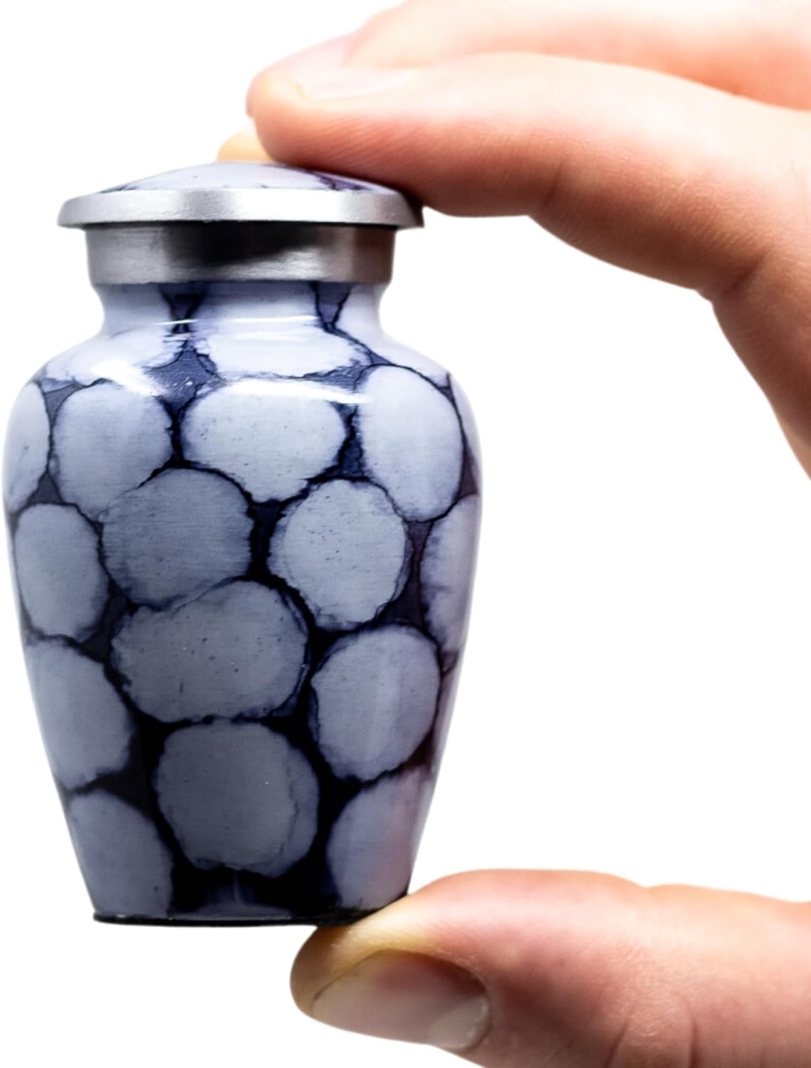 Purple and Black Mini Urn for Human Ashes - Keepsake Urn with Blue Velvet Bag