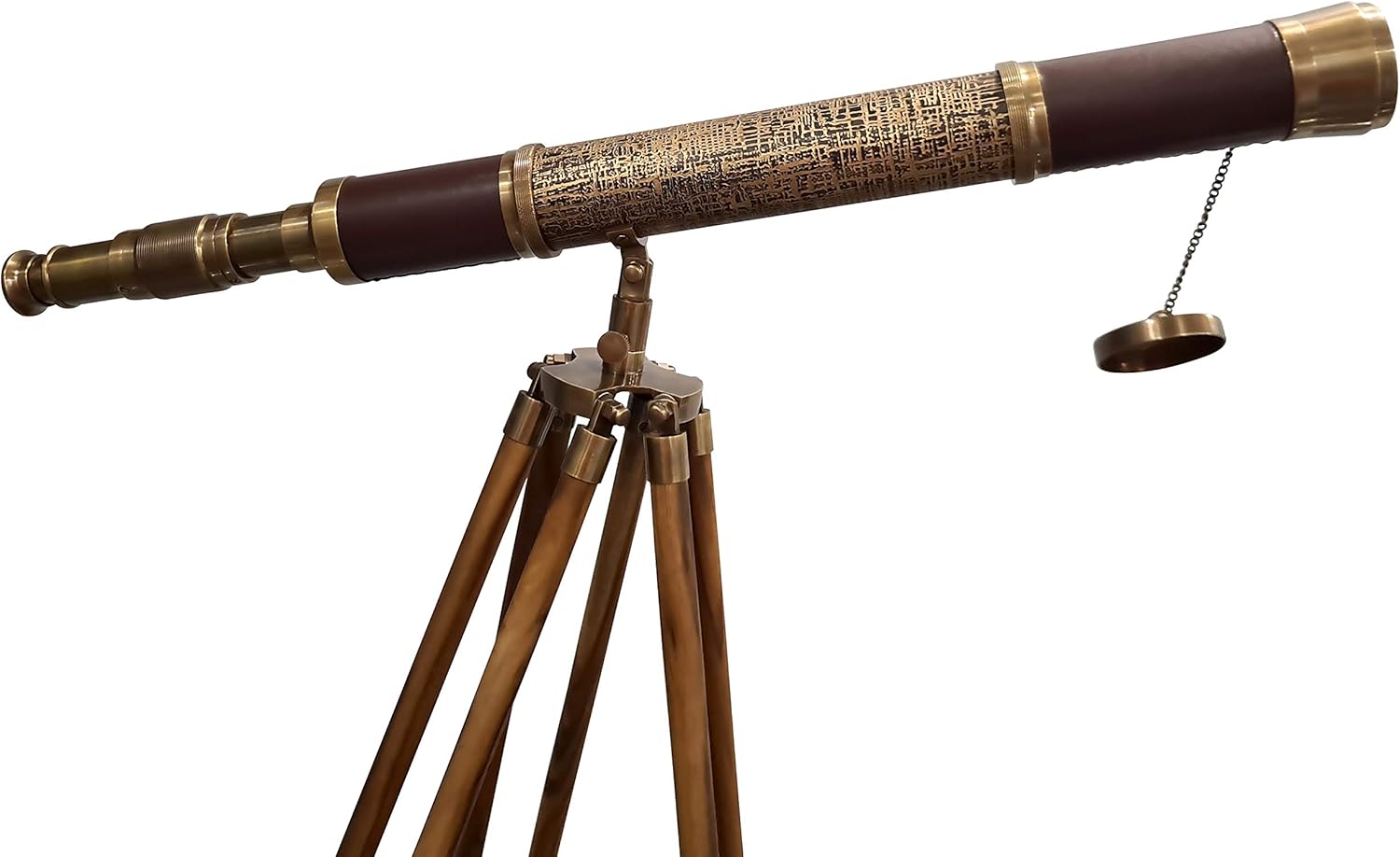Vintage Antique Nautical Telescope with Adjustable Wooden Tripod