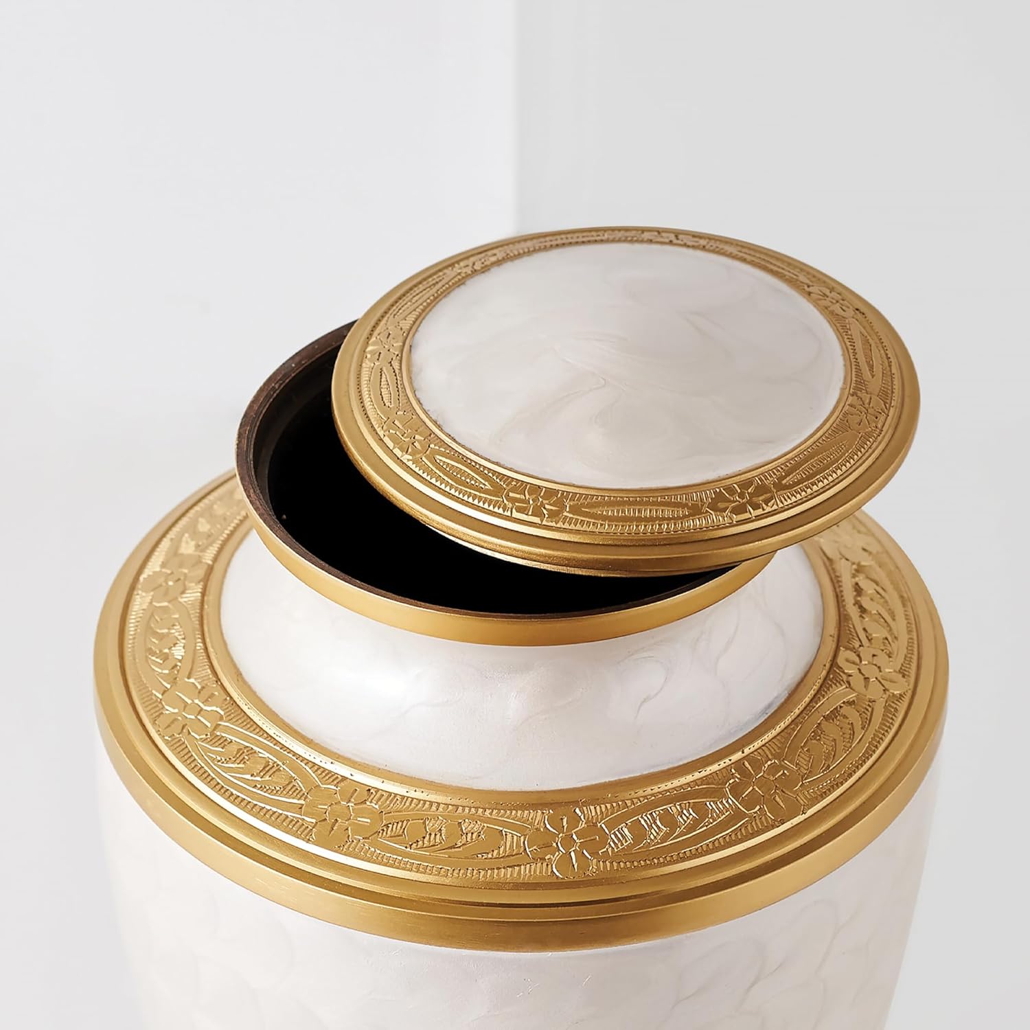 Aspen Studio White Gold Brushed Urn for Adult Human Ashes - Large Handcrafted Aluminum Urn