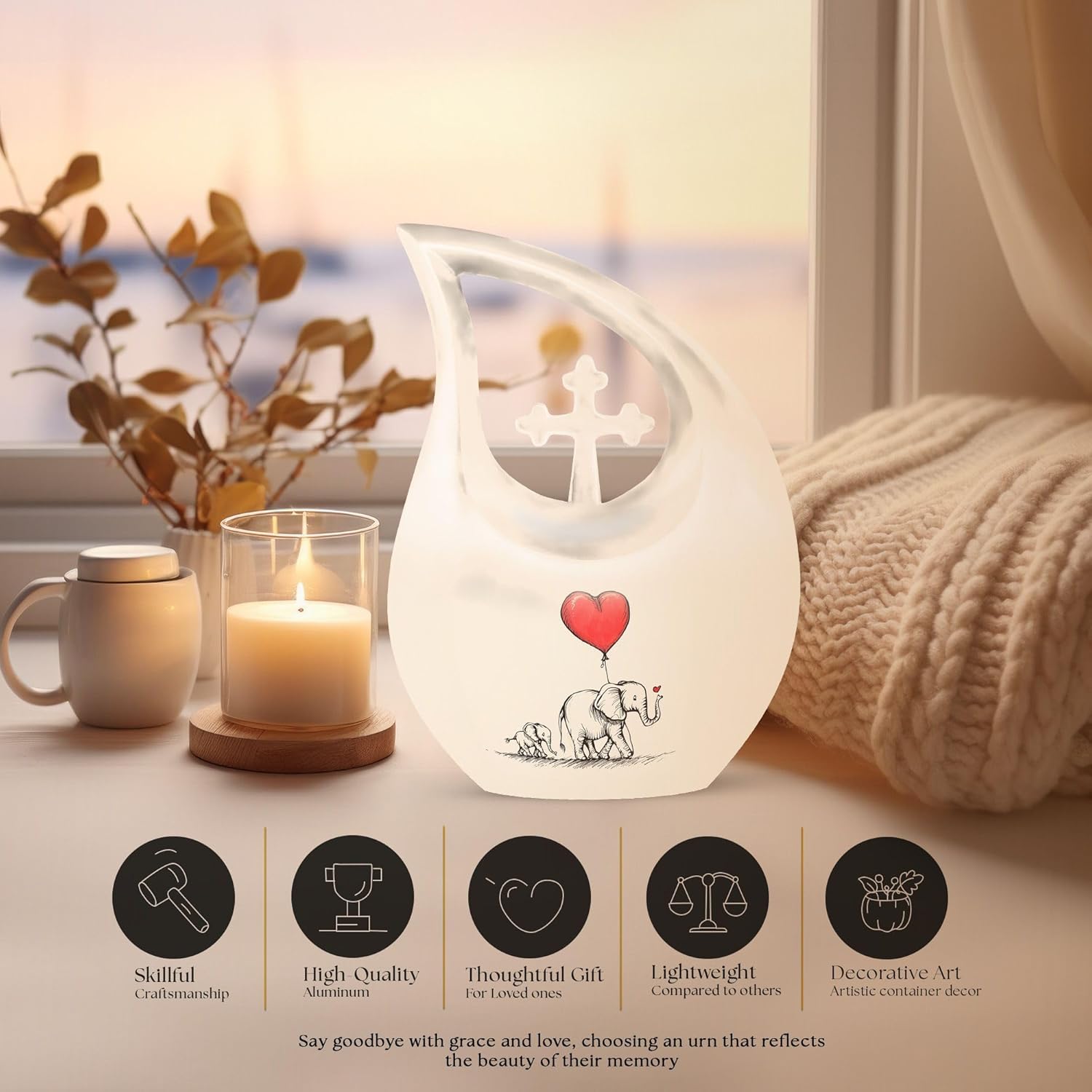 Elephant Family Combo Urns for Adult Ashes Unique Decorative Cremation Urns for Men and Women