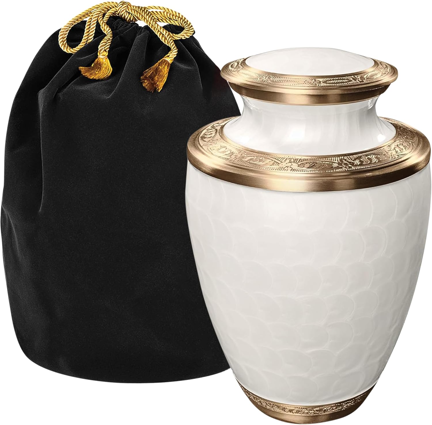 Aspen Studio White Gold Brushed Urn for Adult Human Ashes - Large Handcrafted Aluminum Urn