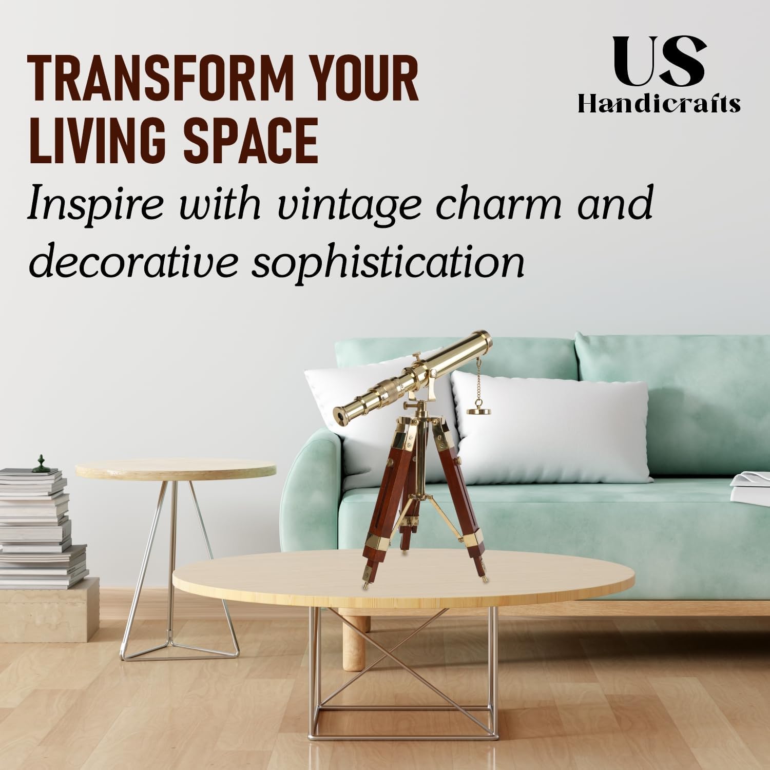 Vintage Brass Telescope with DF Lens and Tripod Stand