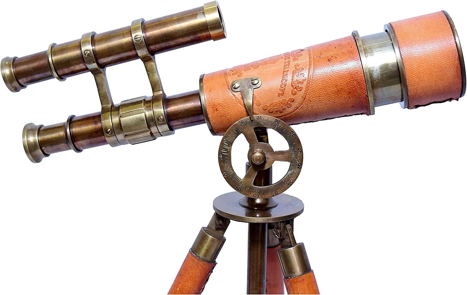Nautical Vintage Marine Brass Leather Telescope Decor