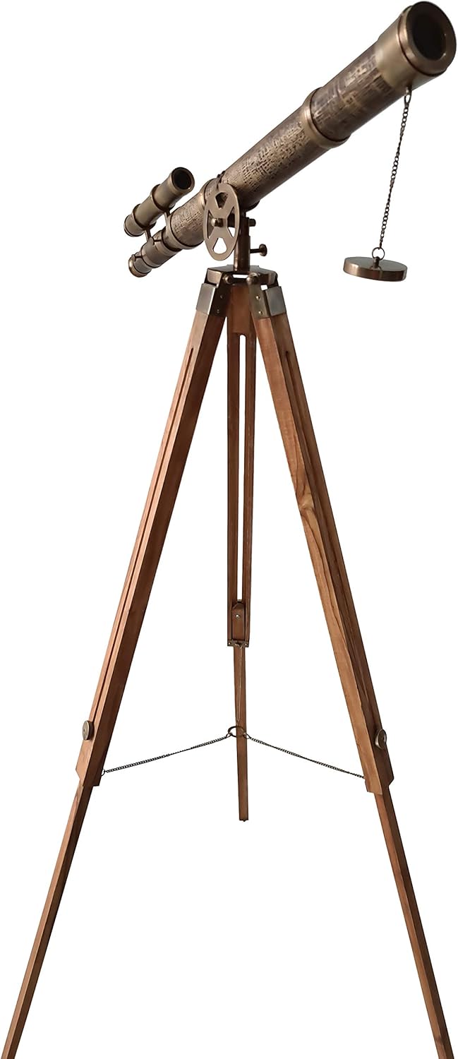 Vintage Double Barrel Telescope with Brass and Leather Finish
