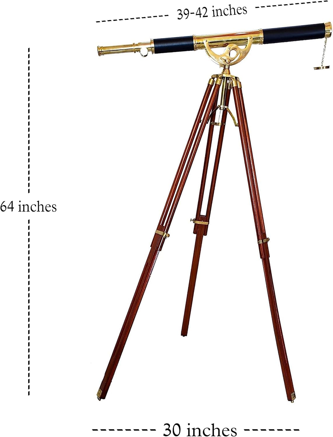 Vintage Nautical Brass Telescope with Black Leather Cover