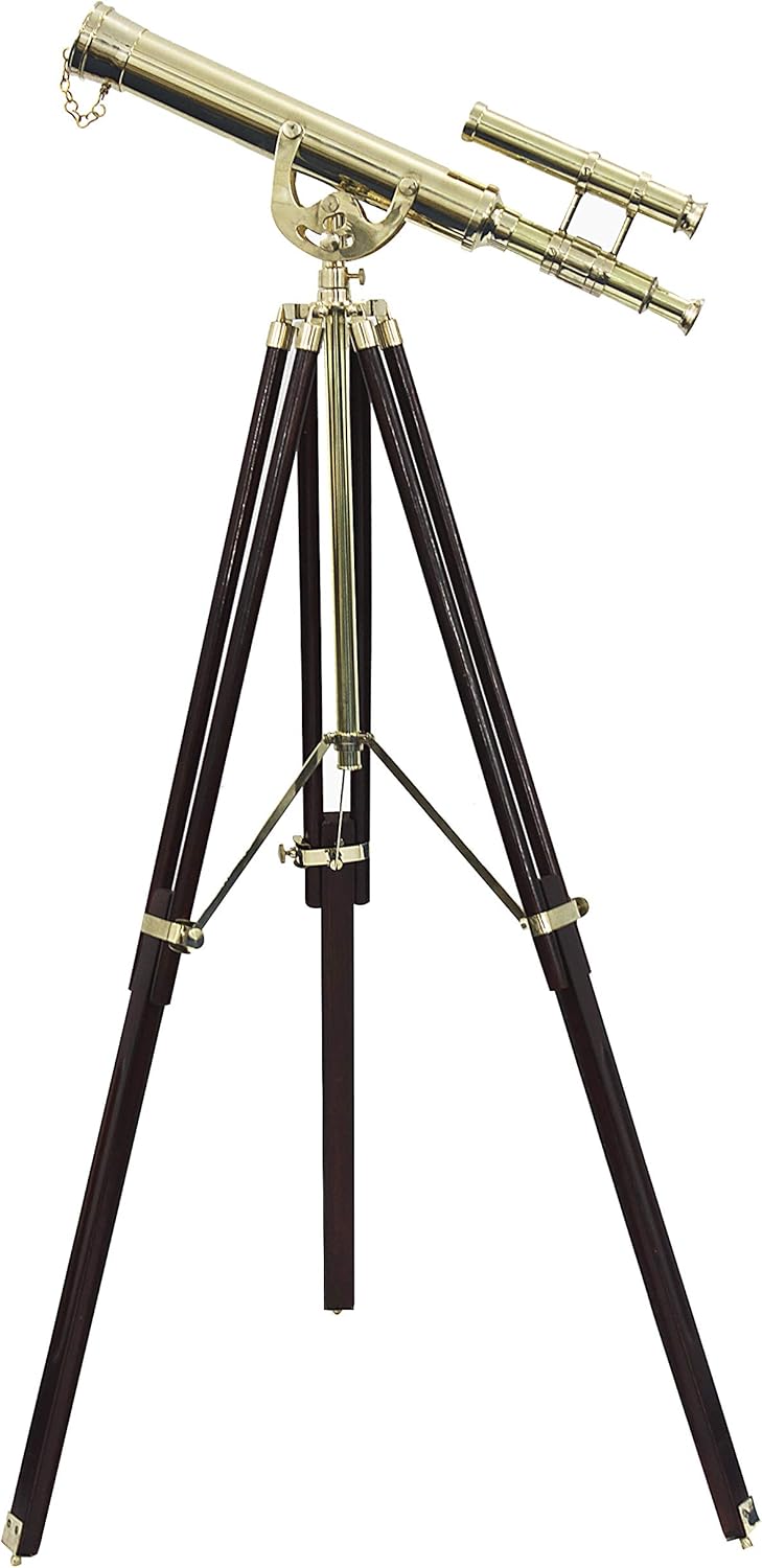 Vintage Double Barrel Brass Telescope Nautical Floor Standing Decor