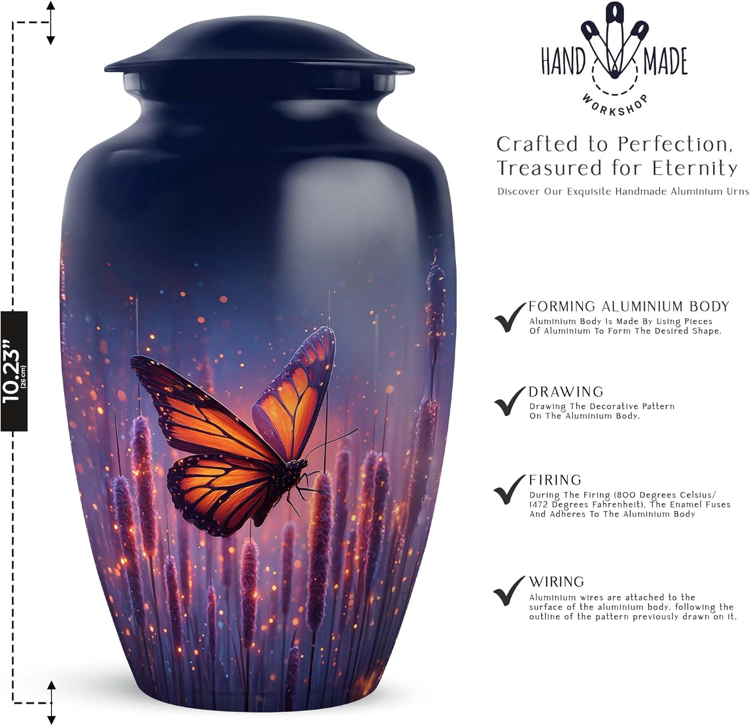 Butterfly Decorative Urn for Human Ashes Large Capacity Elegant Design