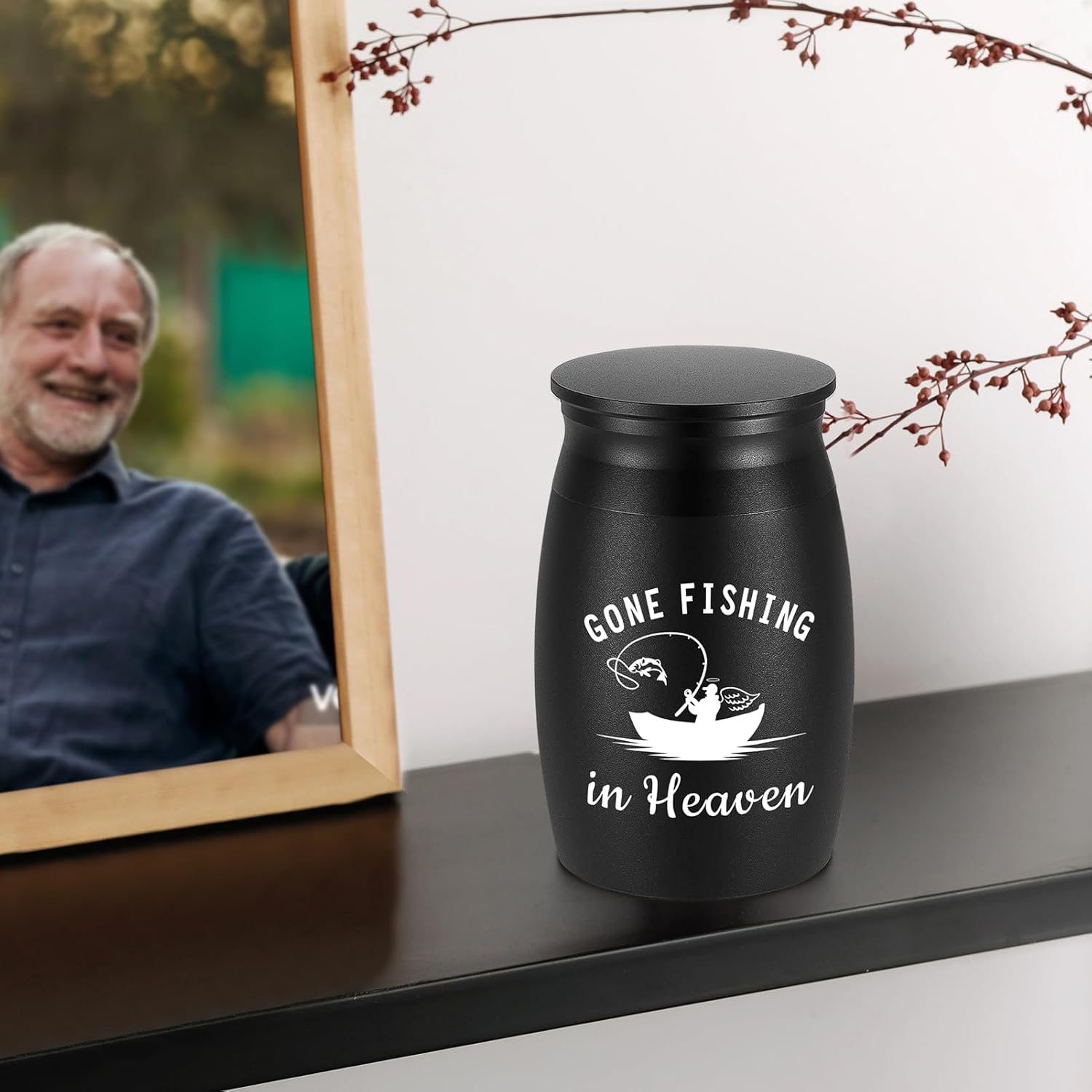 SOITIS Customized Small Urns for Human Ashes - 276 Inches Black Aluminum Urn with Secure Lid