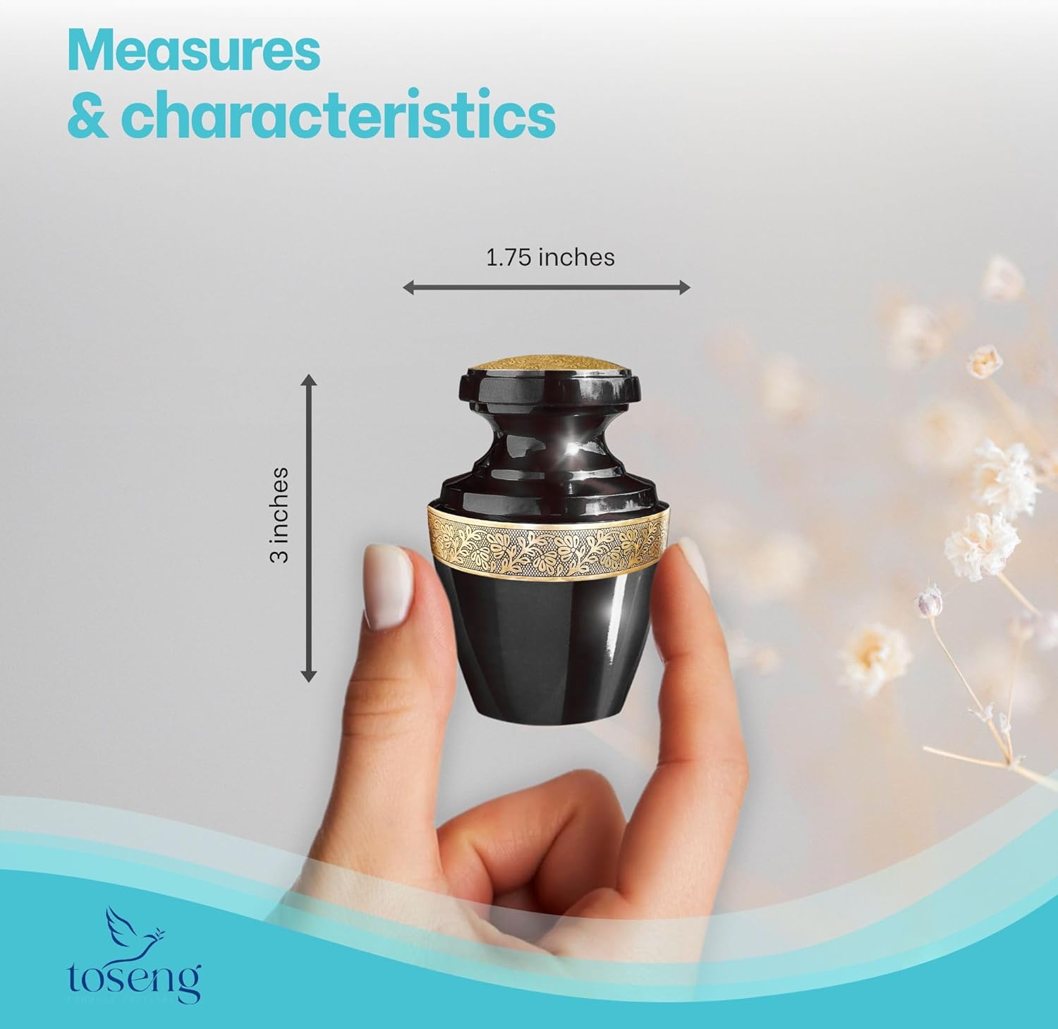 Handcrafted Decorative Urn for Ashes - Aluminium Enamel Cremation Urn with Velvet Bag