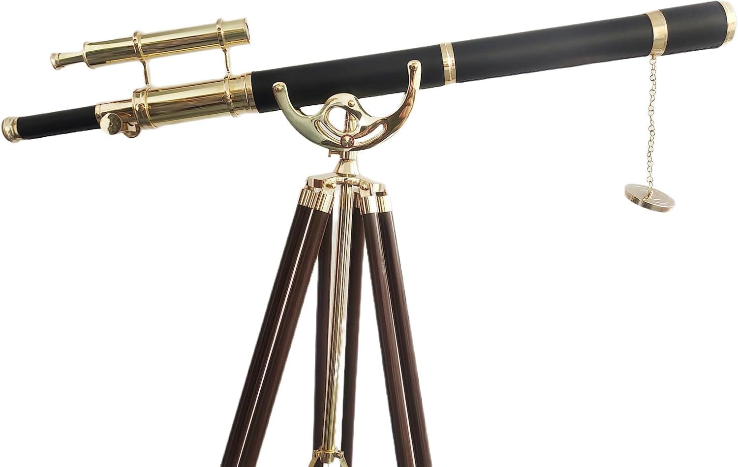 Vintage Double Barrel Brass Telescope with Leather Tube