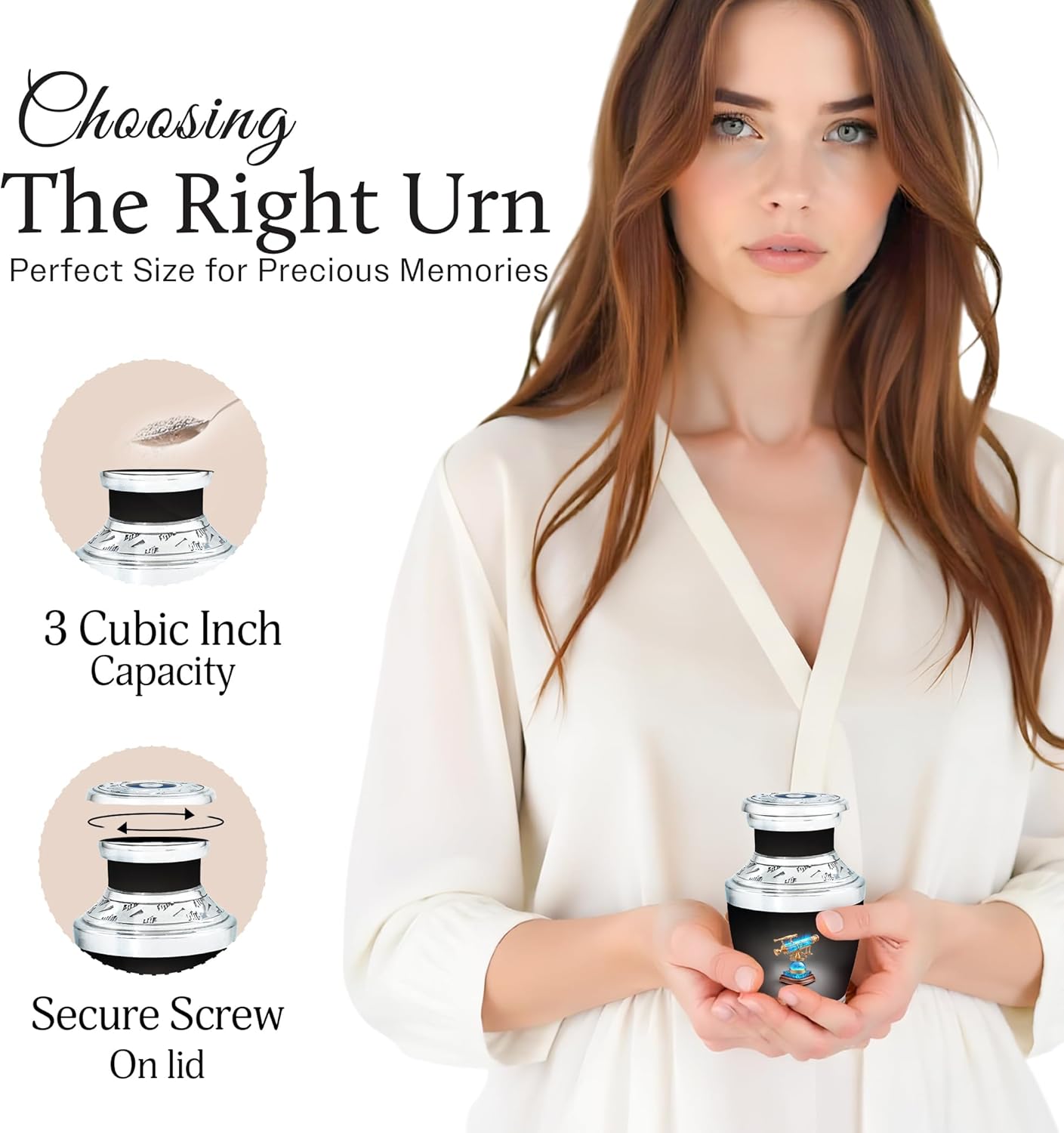 Telescope Decorative Urns Set of 2 - 3 Inch Keepsake Urns for Adult Ashes