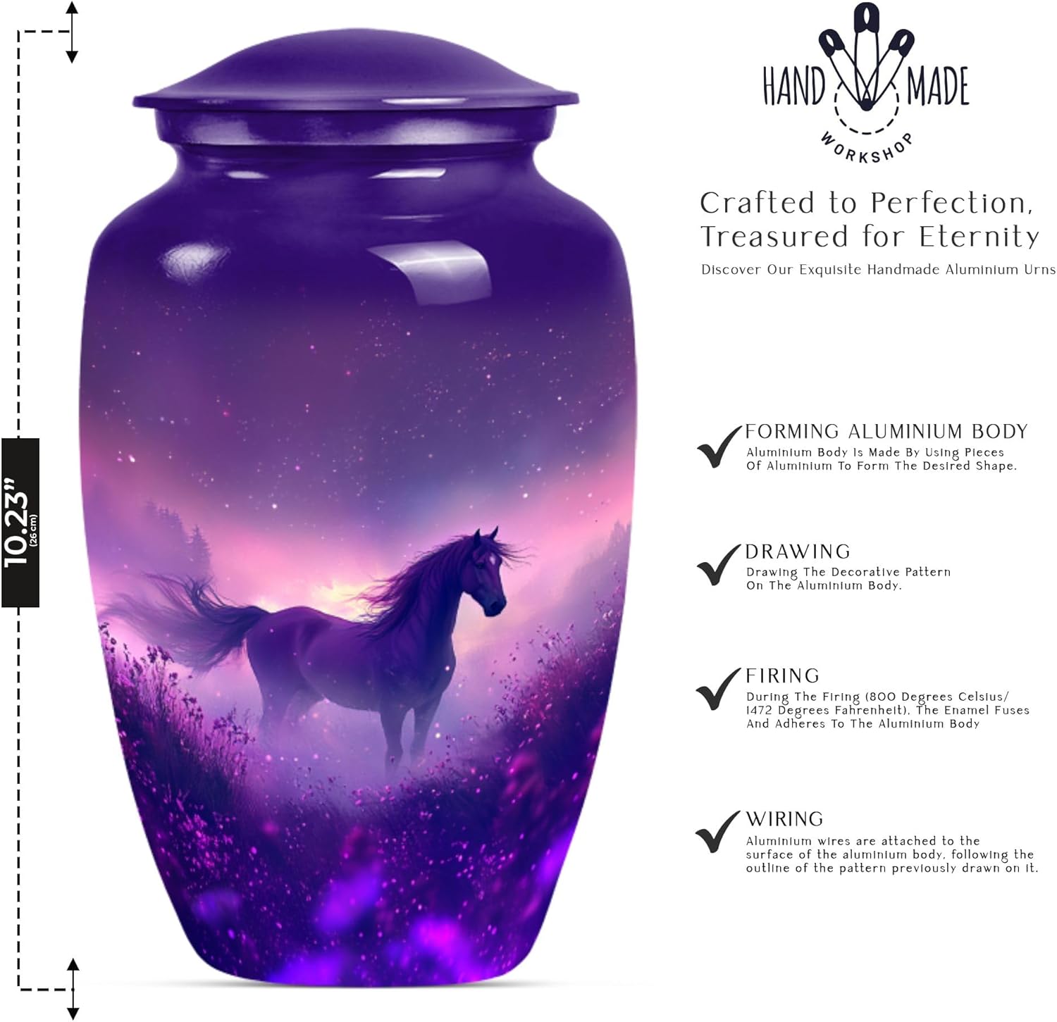 10 Inch Horse Urn for Human Ashes - Durable Decorative