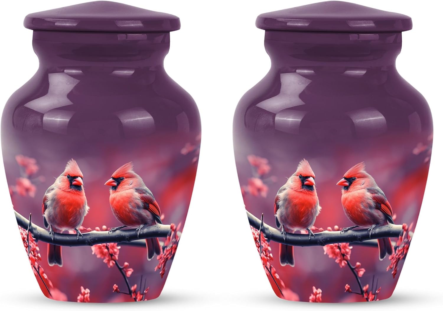 Cardinal Decorative Urns Set of 4 - Black Ash Urns for Cremation