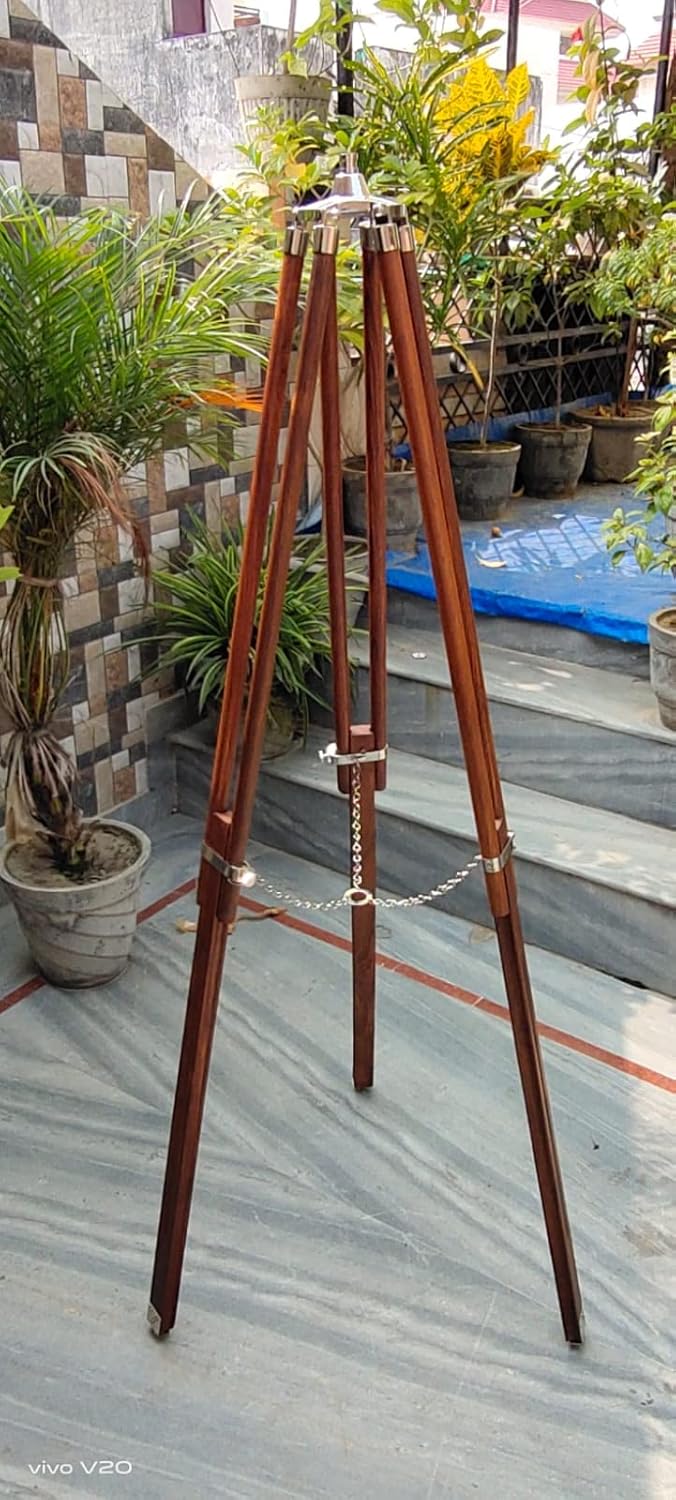 Vintage Ship Tripod Telescope Brass Nickel Decor