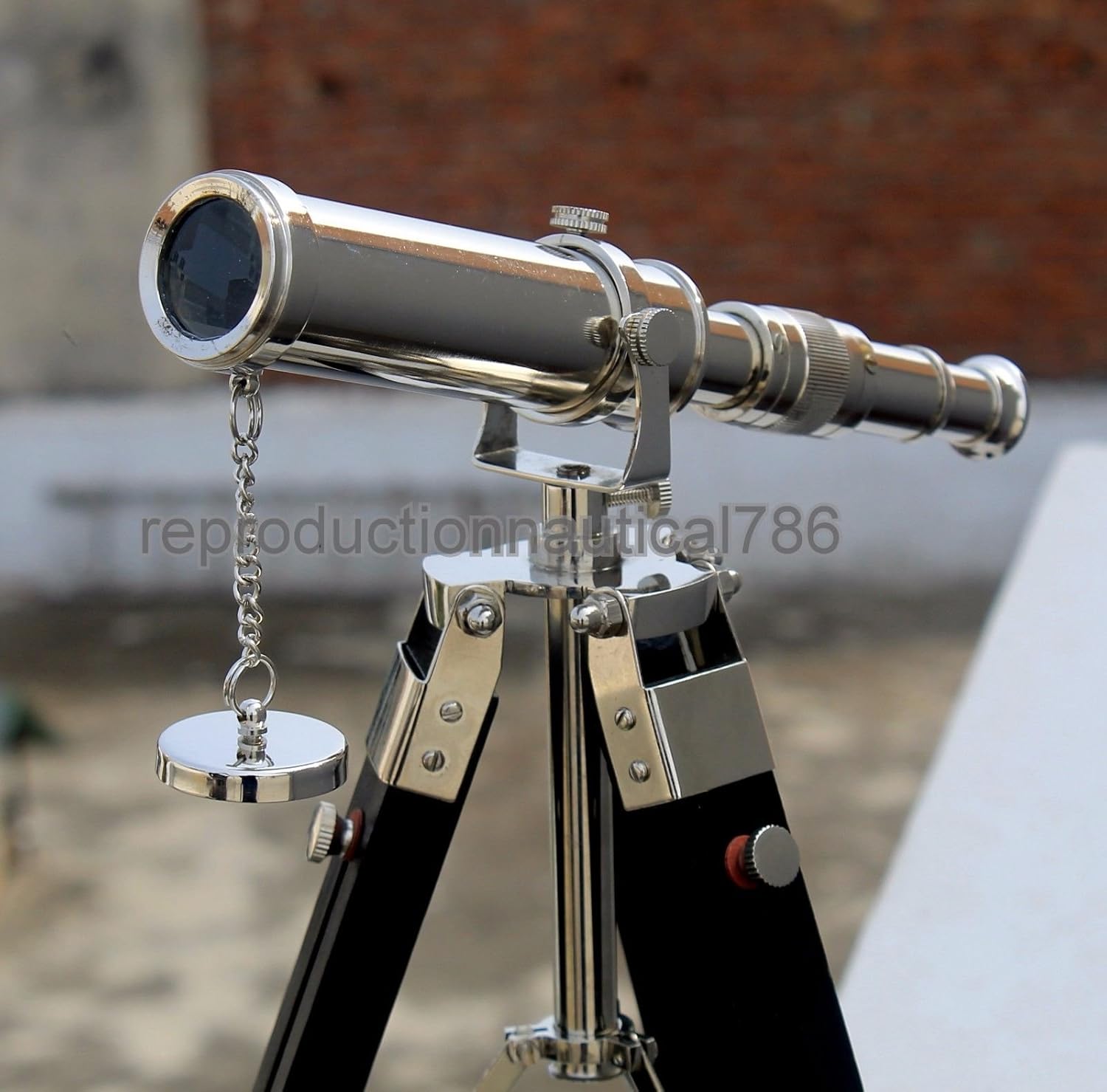 Vintage Brass Desk Telescope with Adjustable Tripod Stand