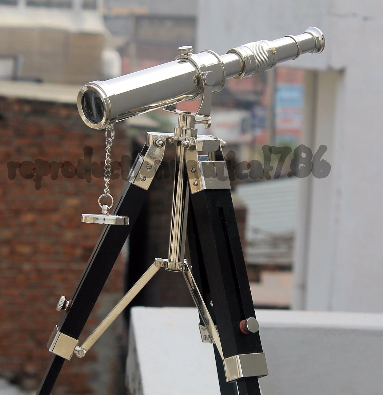 Vintage Brass Desk Telescope with Adjustable Tripod Stand