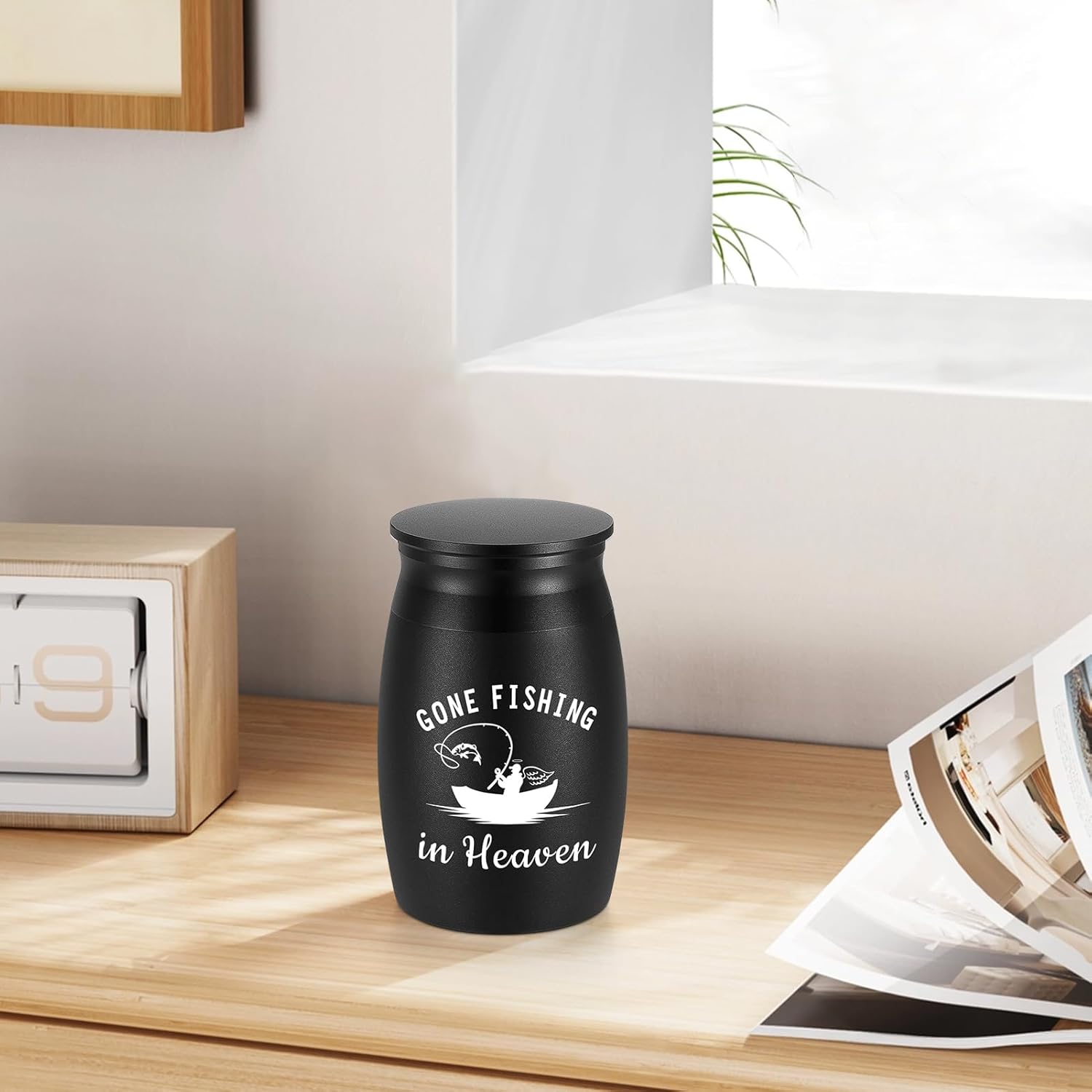 SOITIS Customized Small Urns for Human Ashes - 276 Inches Black Aluminum Urn with Secure Lid