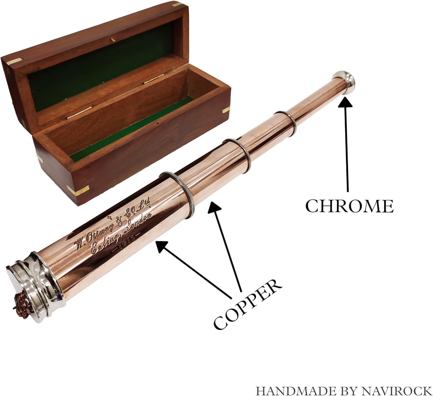 Vintage Spyglass 1915 Marine Telescope with Copper Chrome Finish