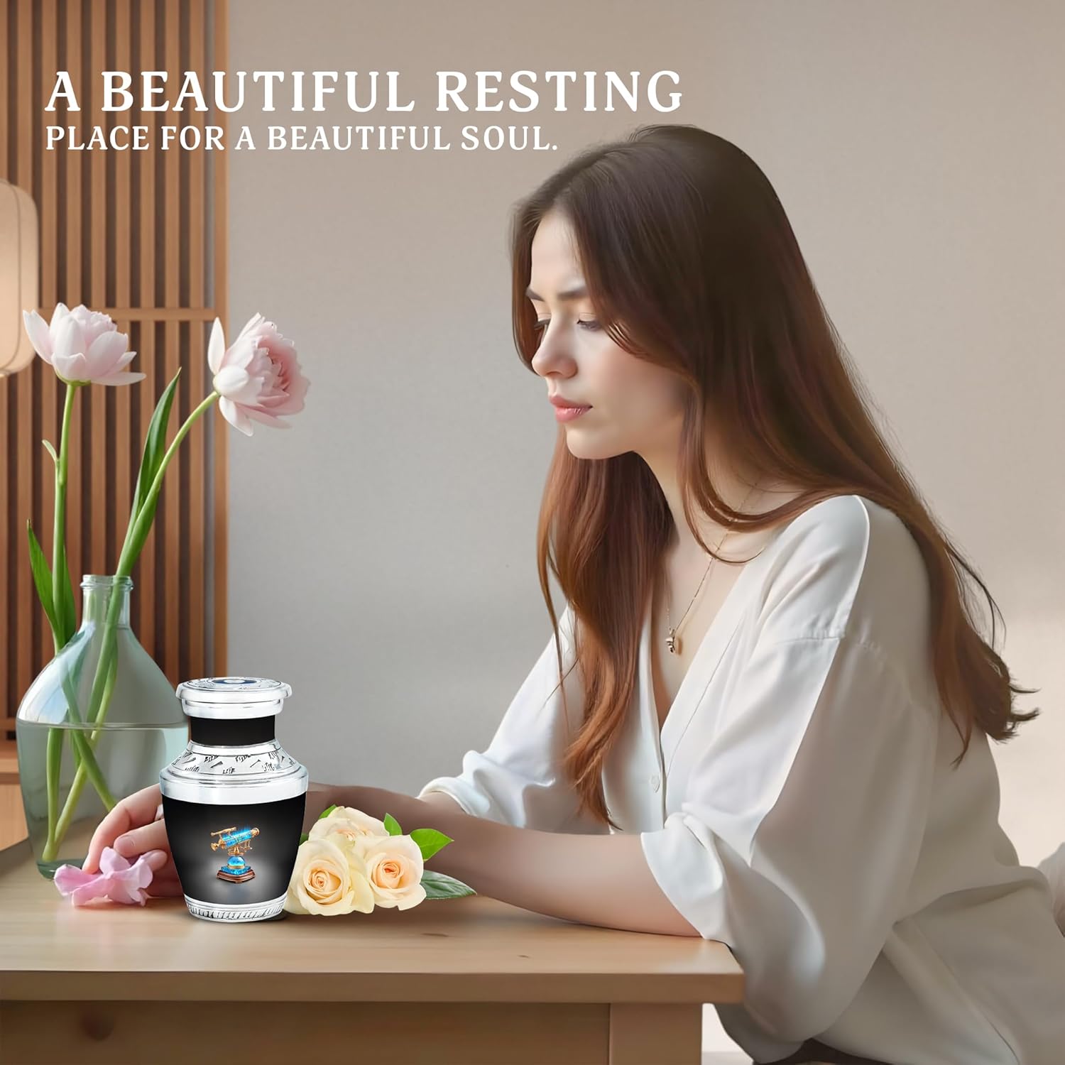 Telescope Decorative Urns Set of 2 - 3 Inch Keepsake Urns for Adult Ashes