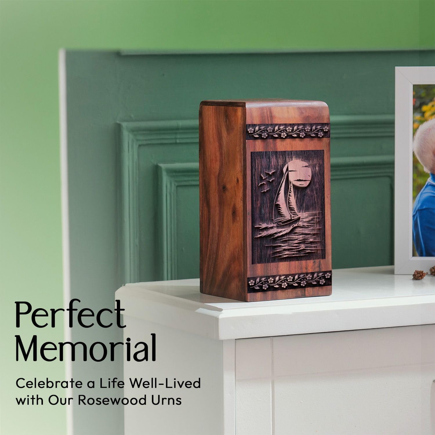 Sailboat Urn for Human Ashes - 1125 Inch Wooden Decorative Urn