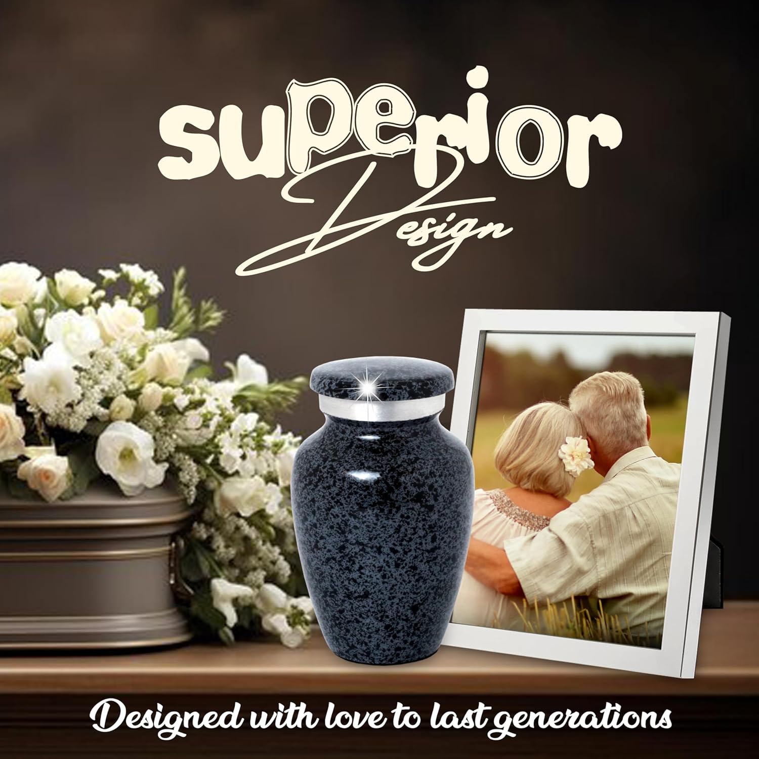 Marble Finish Cremation Urn Small Keepsake for Human or Pet Ashes Gray