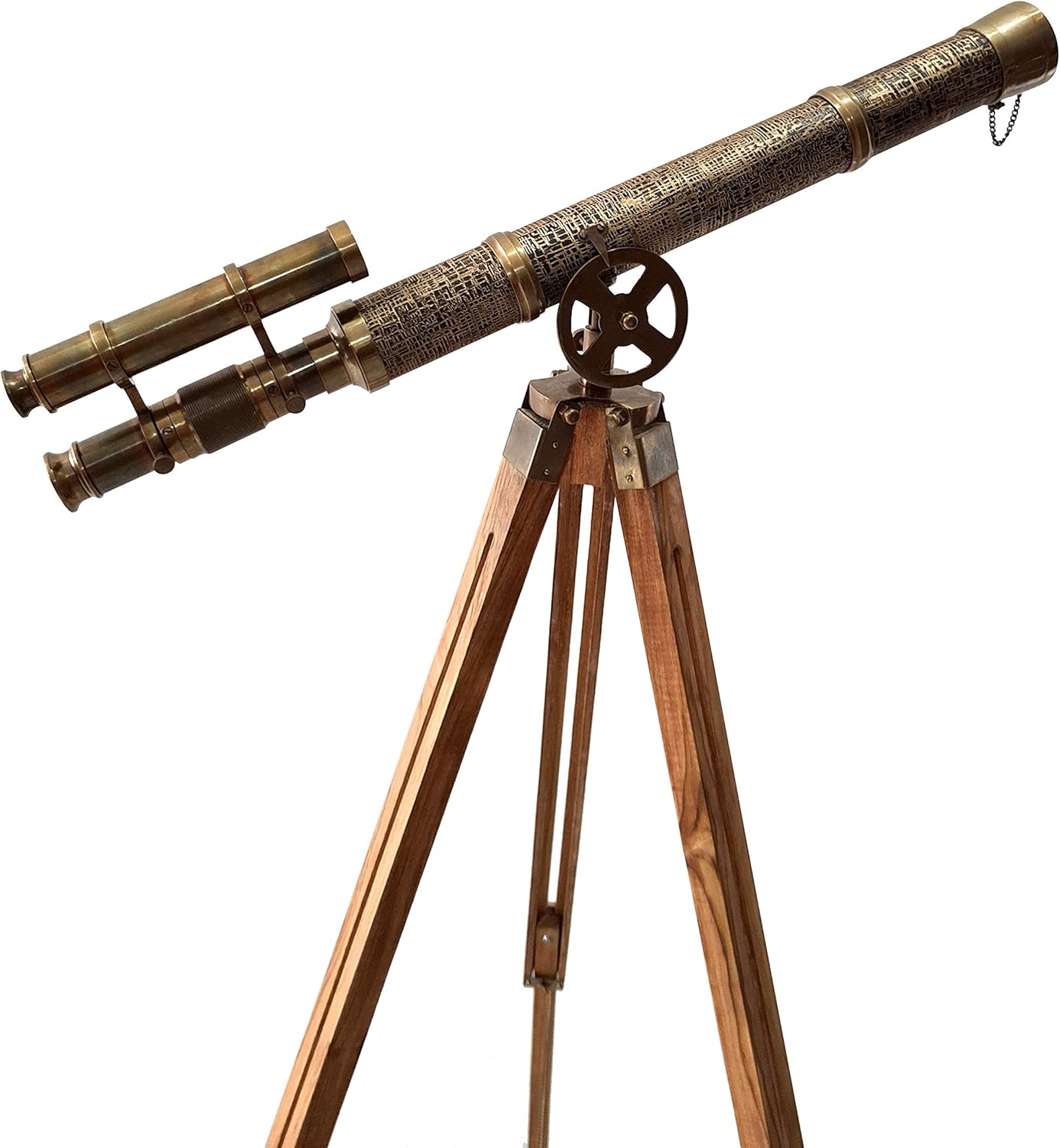 Vintage Double Barrel Telescope with Brass and Leather Finish
