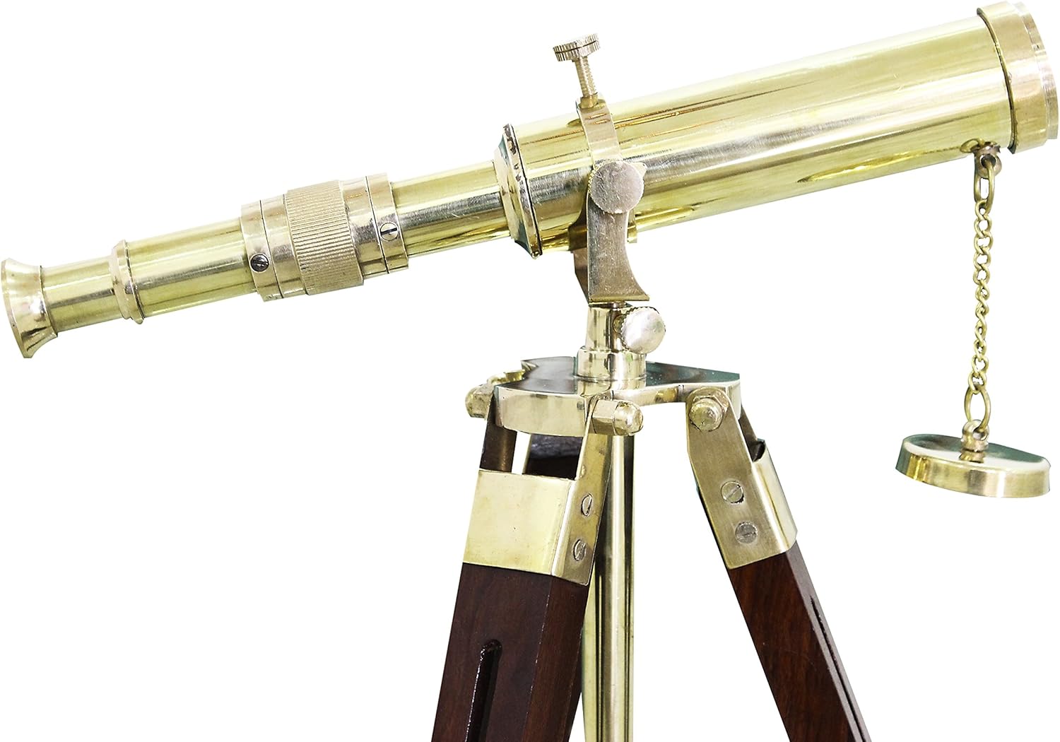 Vintage Brass Telescope with Wooden Tripod Stand for Home Decor and Gifts