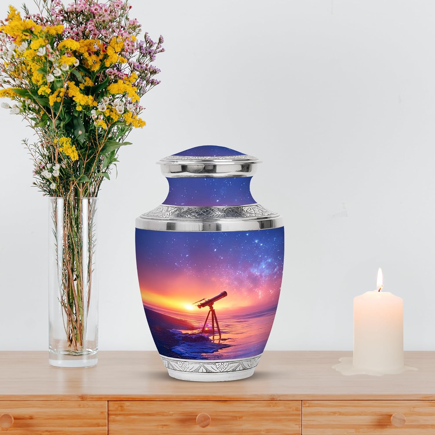 Telescope Cremation Urn for Ashes - 10 Inch Decorative Urn for Men Women