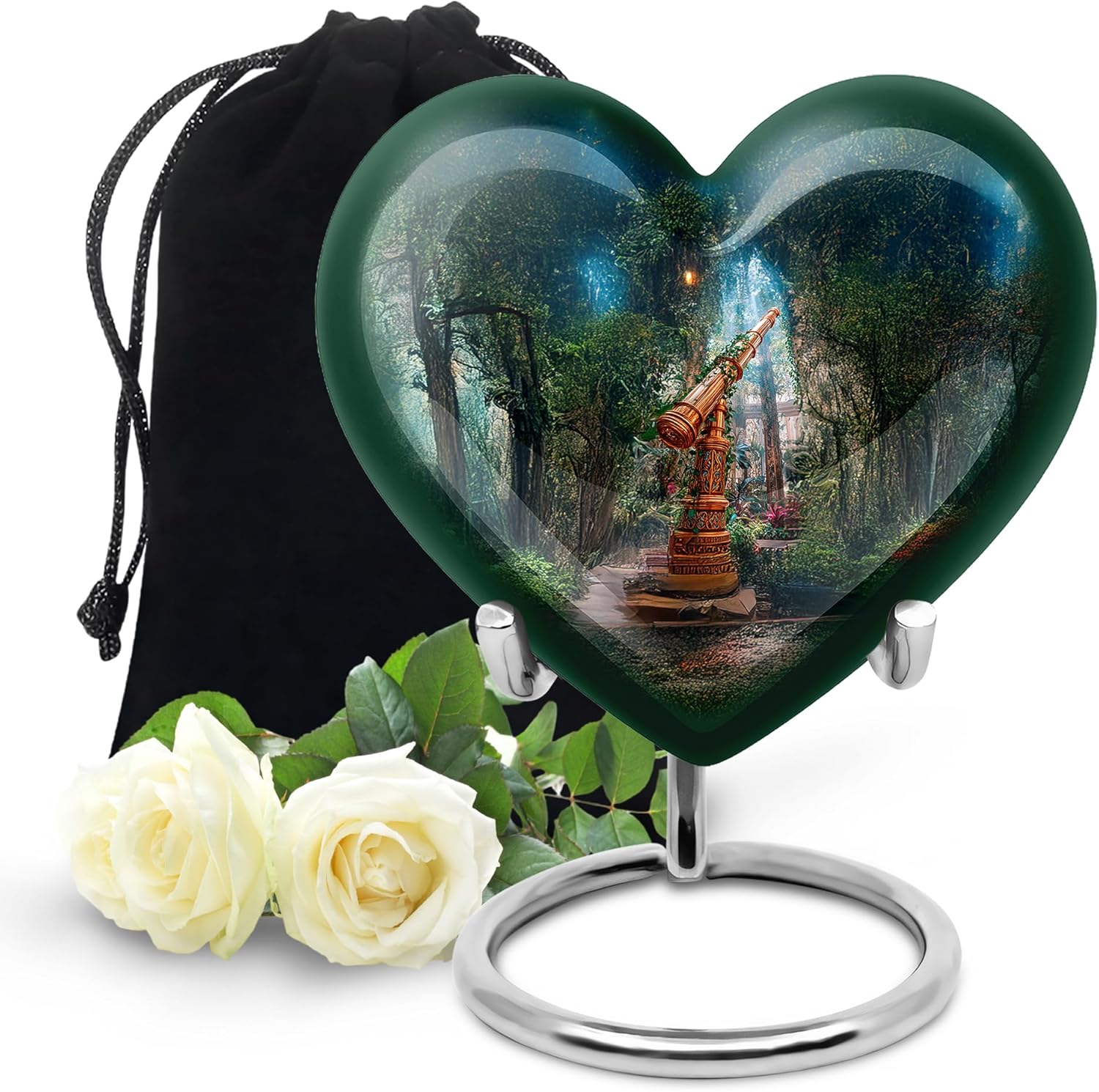 Telescope Decorative Urn for Ash - 8 Inch Cremation Urn with Velvet Liner