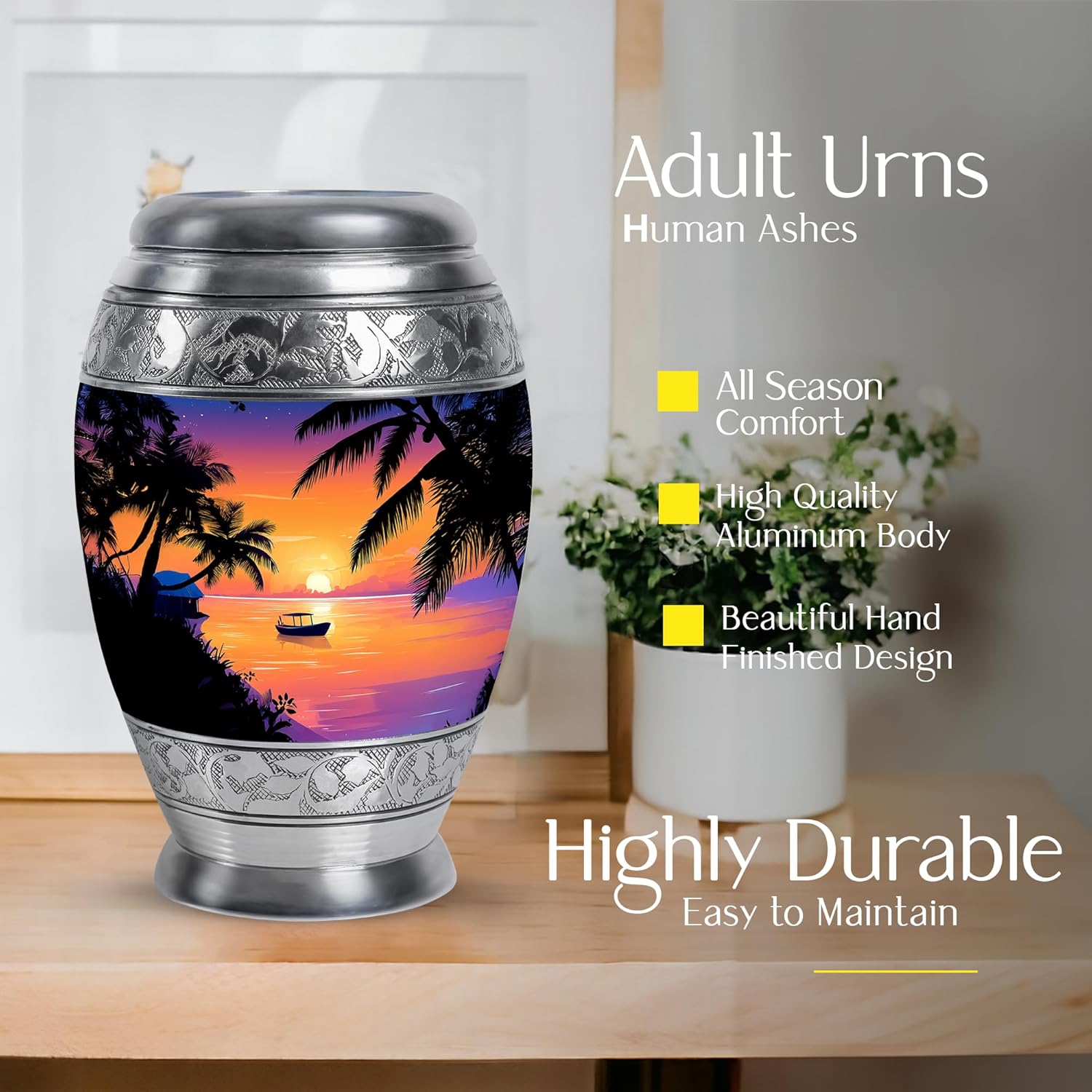 Stylish Cremation Urn for Adult Ashes - 10 Inch Large 3 Inch Small Combo