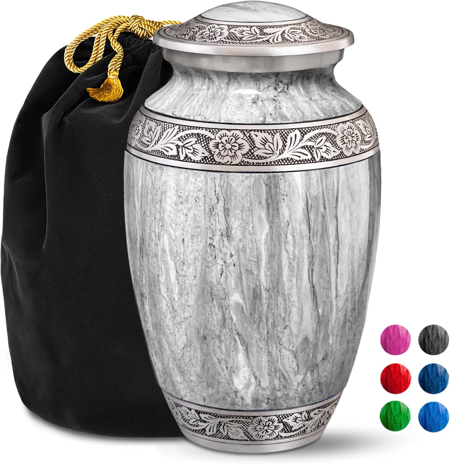 Light Gray Watercolor Urn for Human Ashes - Large Cremation Urn for Men and Women